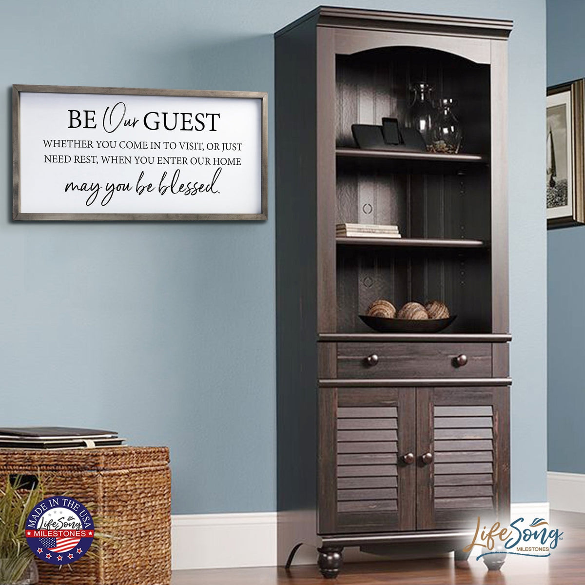 Large Family Wall Decor Quote Sign For Home 18 x 36 - Be Our Guest - LifeSong Milestones