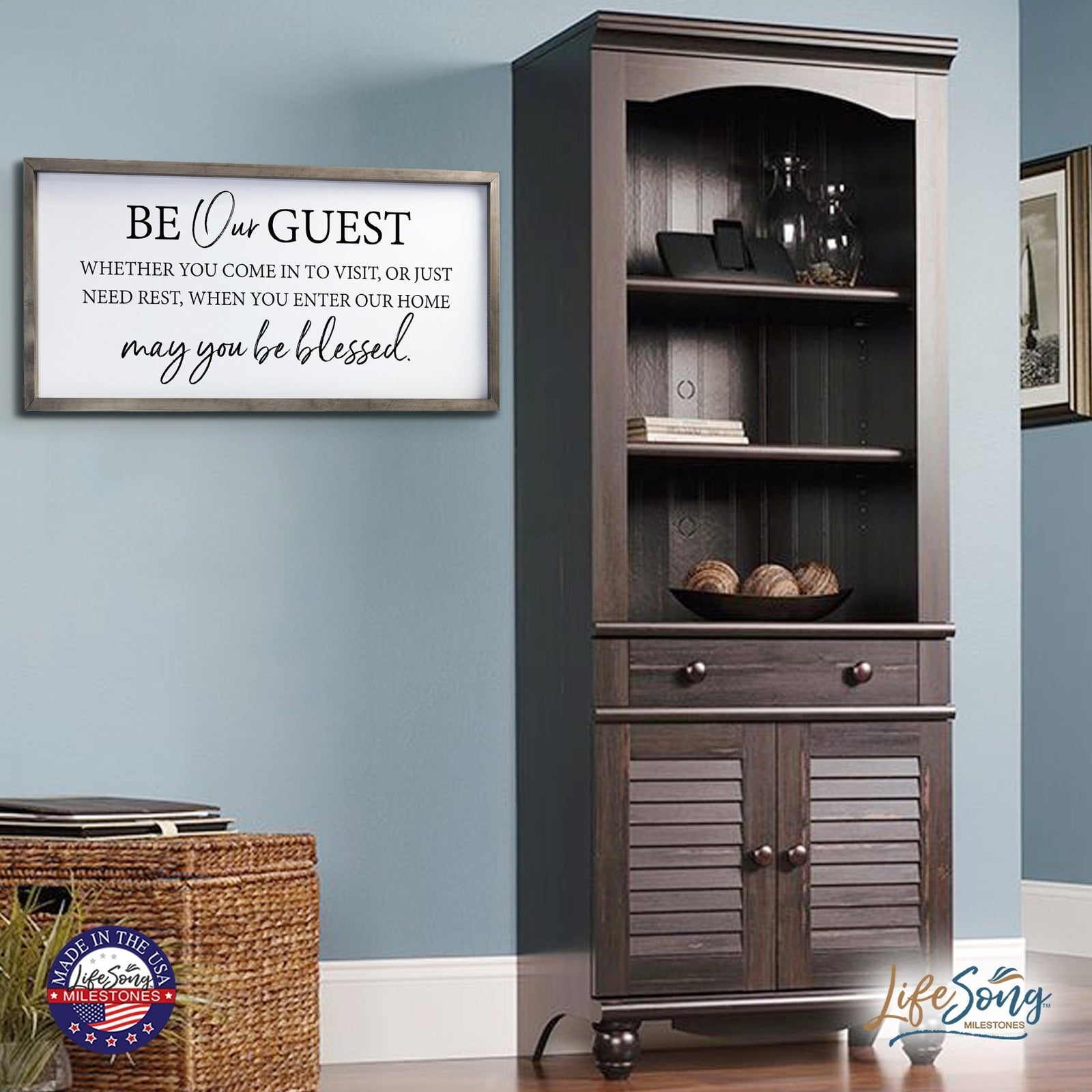 Large Family Wall Decor Quote Sign For Home 18 x 36 - Be Our Guest - LifeSong Milestones