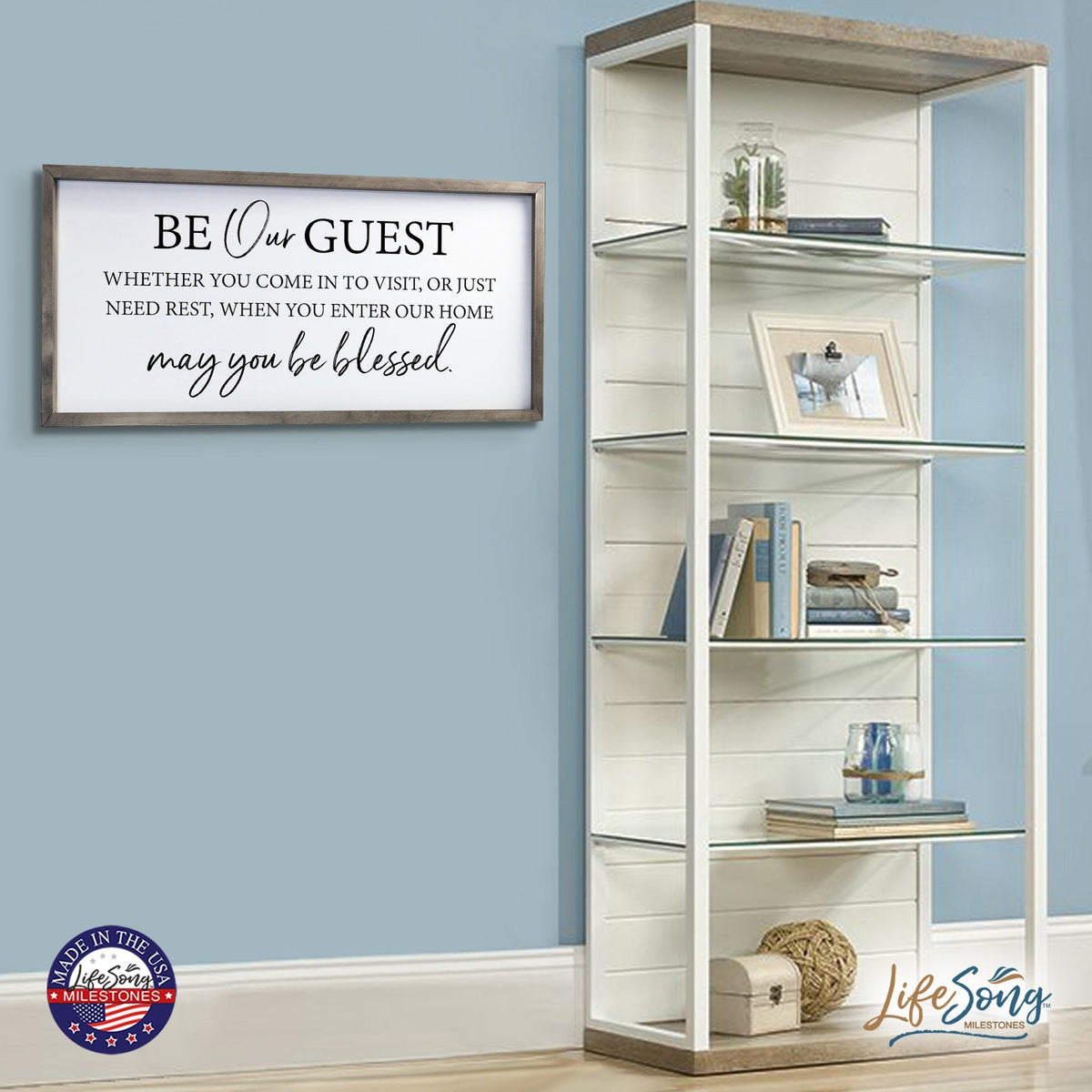 Large Family Wall Decor Quote Sign For Home 18 x 36 - Be Our Guest - LifeSong Milestones