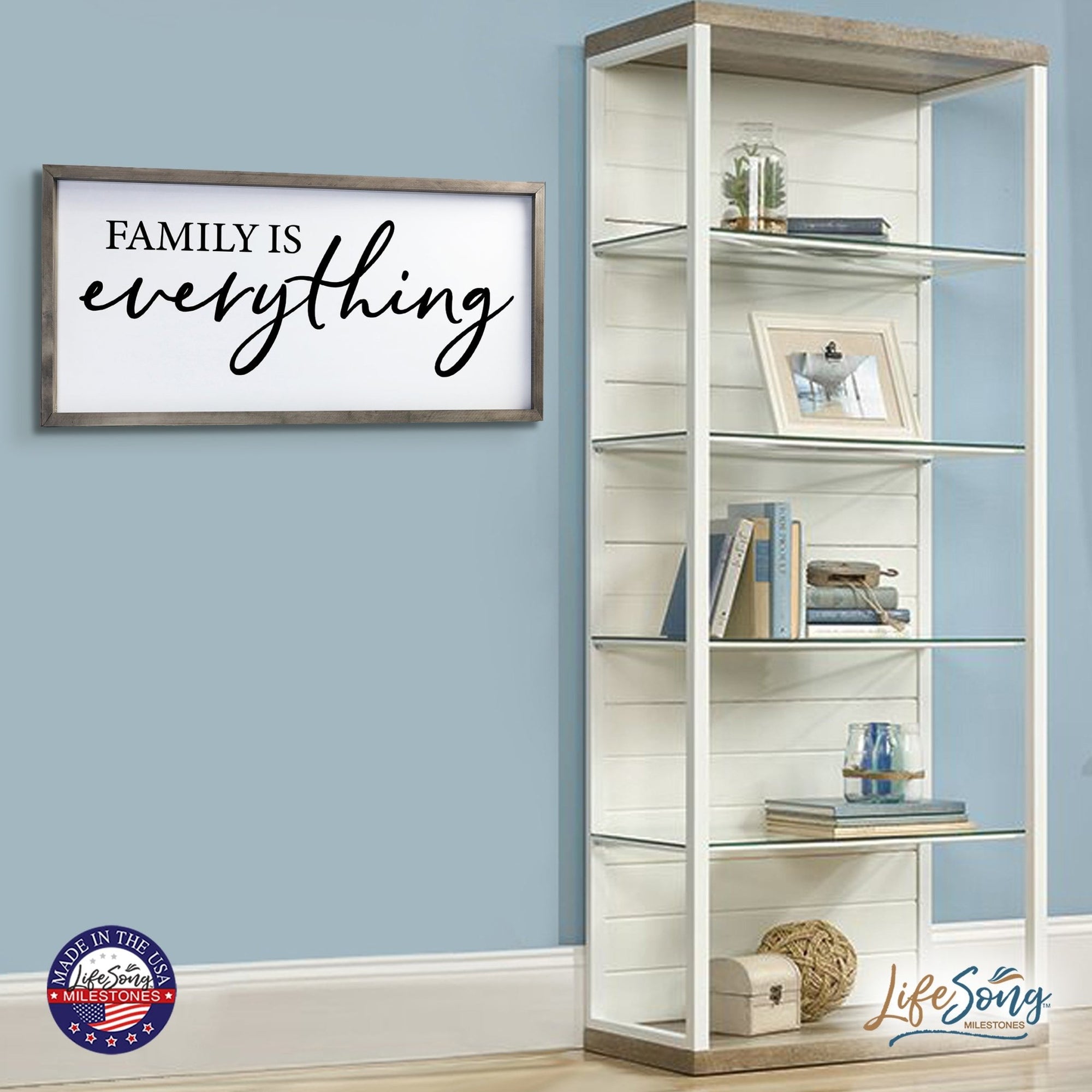 Large Family Wall Decor Quote Sign For Home 18 x 36 - Family Is Everything - LifeSong Milestones