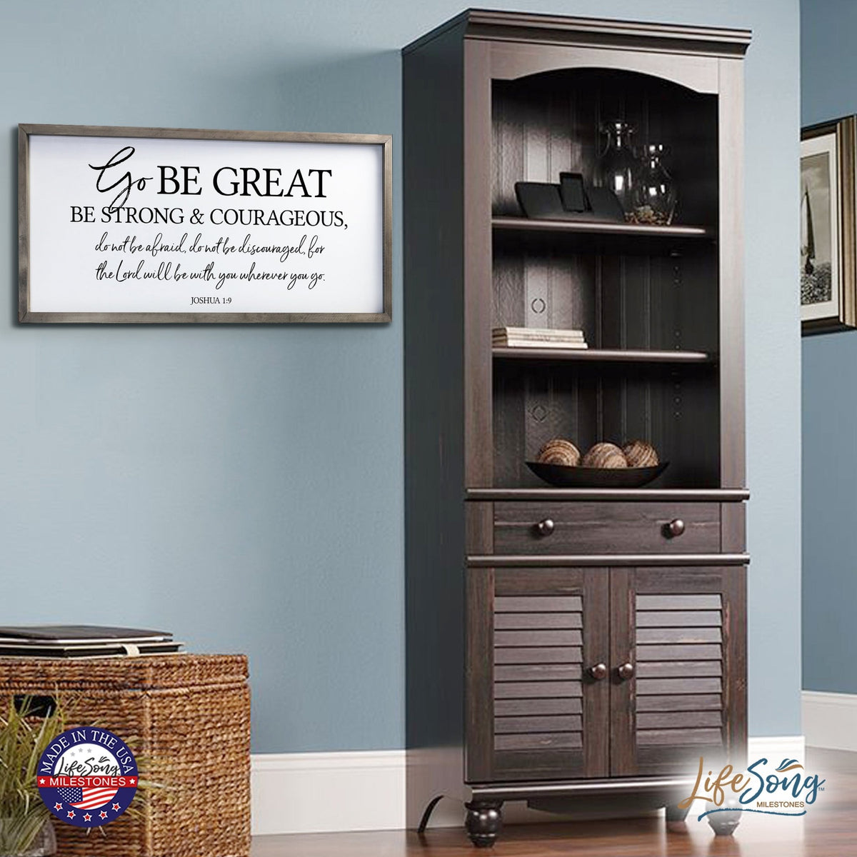 Large Family Wall Decor Quote Sign For Home 18 x 36 - Go Be Great - LifeSong Milestones