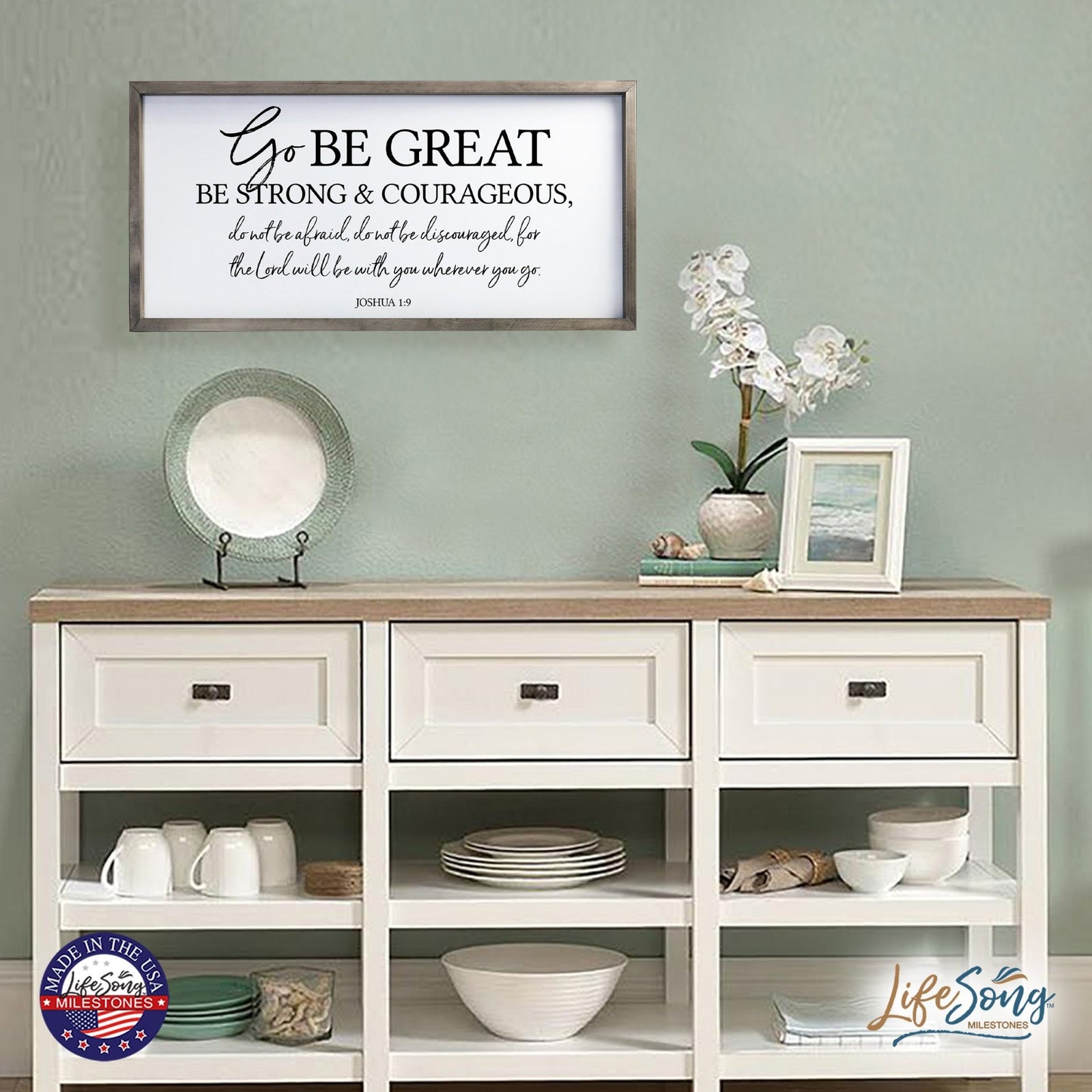 Large Family Wall Decor Quote Sign For Home 18 x 36 - Go Be Great - LifeSong Milestones