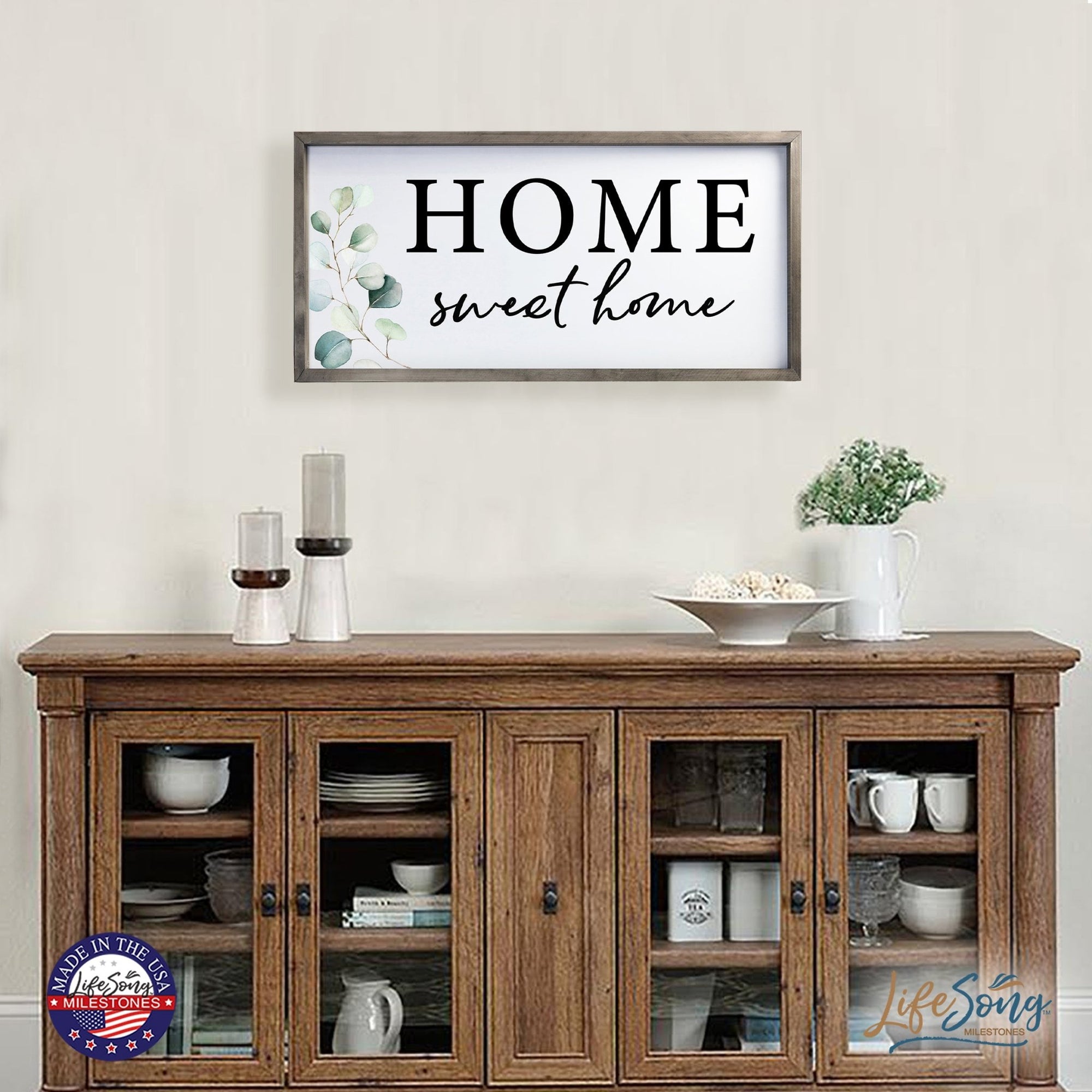 Large Family Wall Decor Quote Sign For Home 18 x 36 - Home Sweet Home - LifeSong Milestones