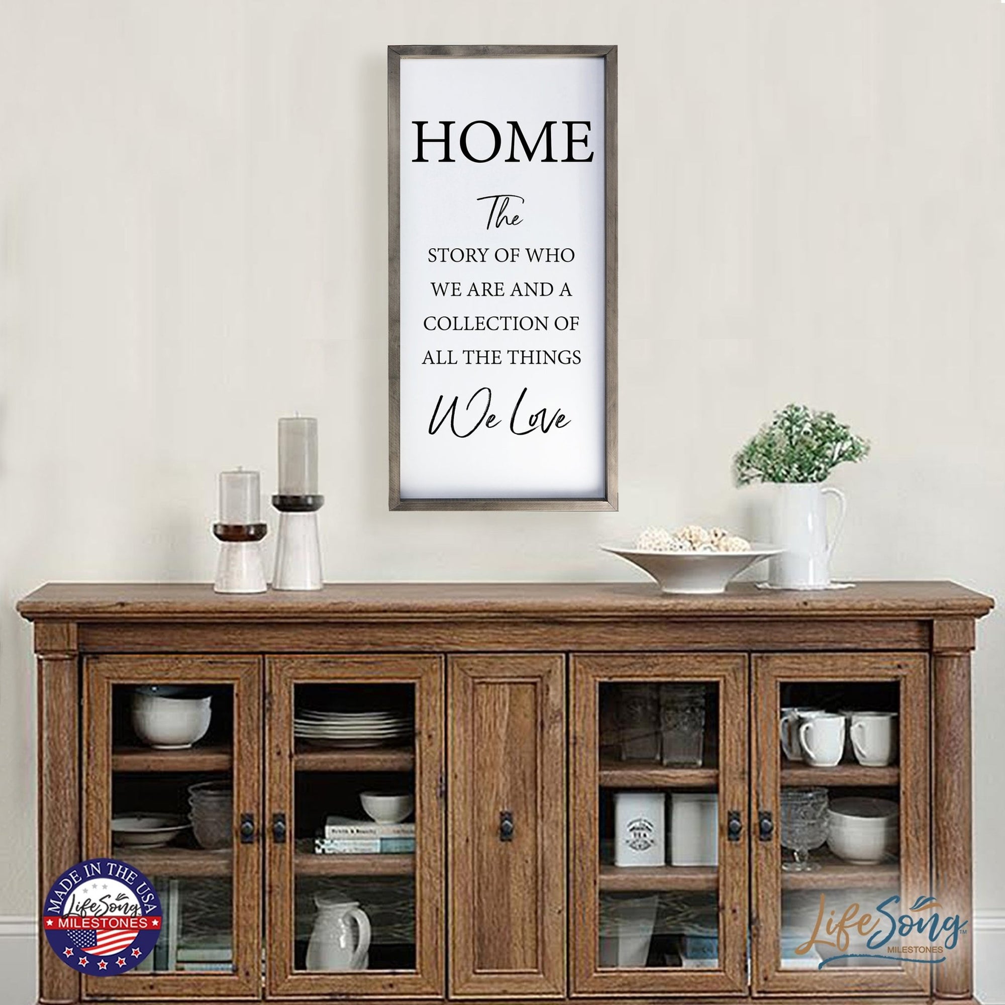 Large Family Wall Decor Quote Sign For Home 18 x 36 - Home The Story Of Who - LifeSong Milestones