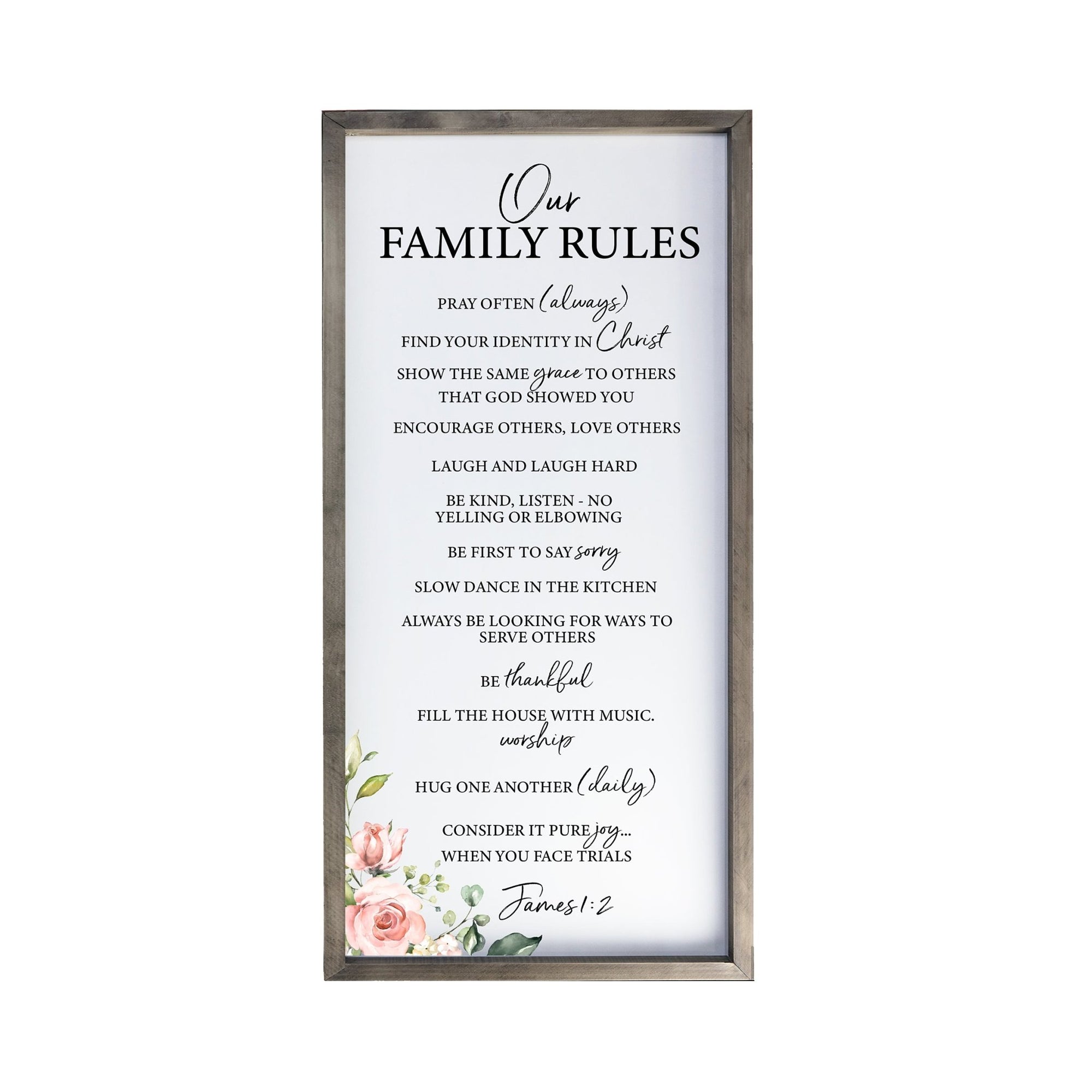 Large Family Wall Decor Quote Sign For Home 18 x 36 - Our Family Rules - LifeSong Milestones