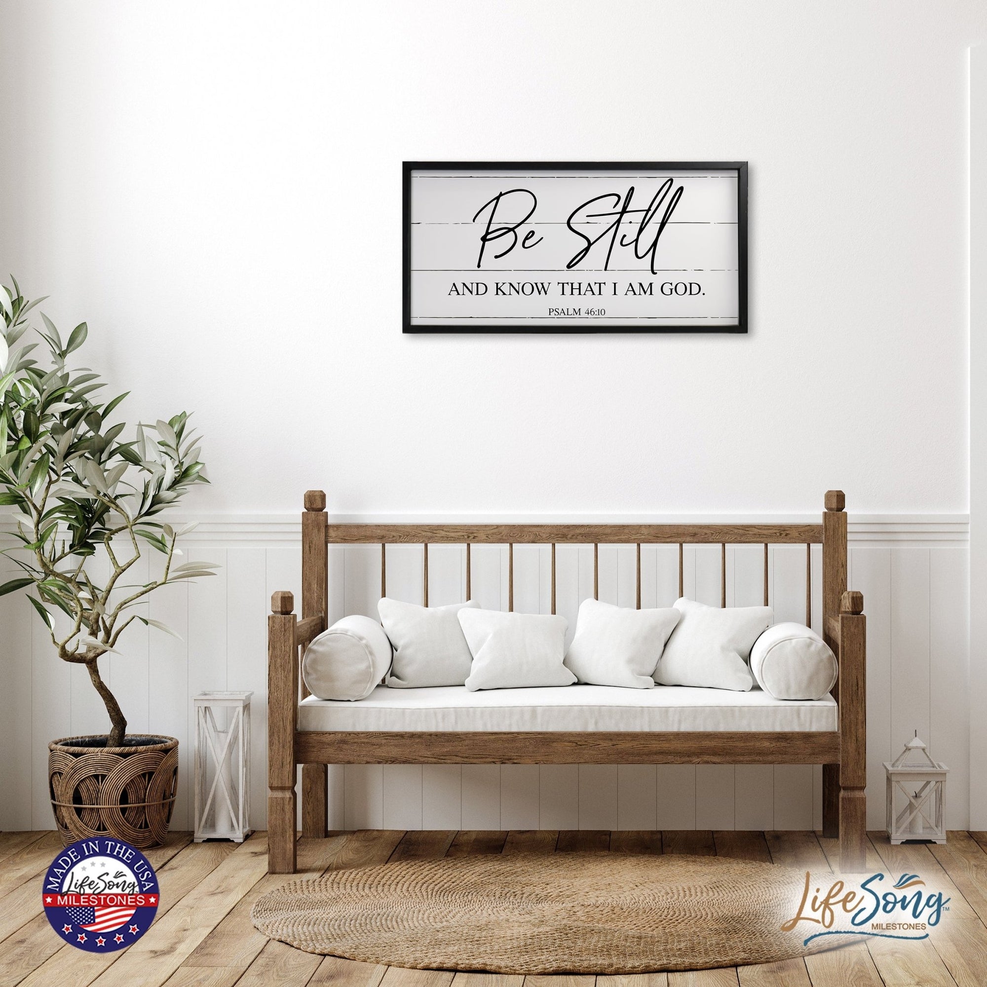 Large Family Wall Décor Quote Sign For Home Decoration 18 x 36 - Be Still And Know - LifeSong Milestones