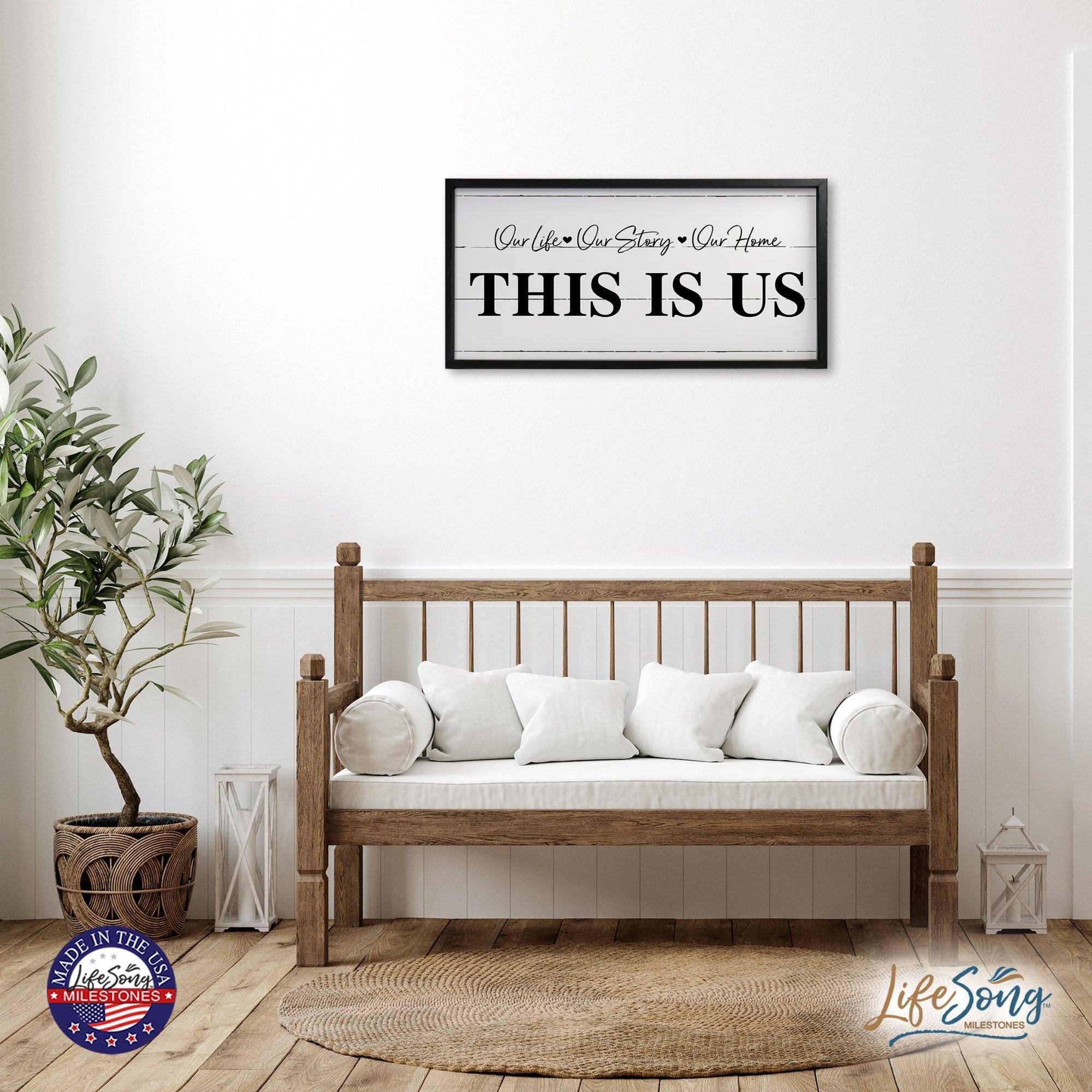 Large Family Wall Décor Quote Sign For Home Decoration 18 x 36 - This Is Us (Script) - LifeSong Milestones