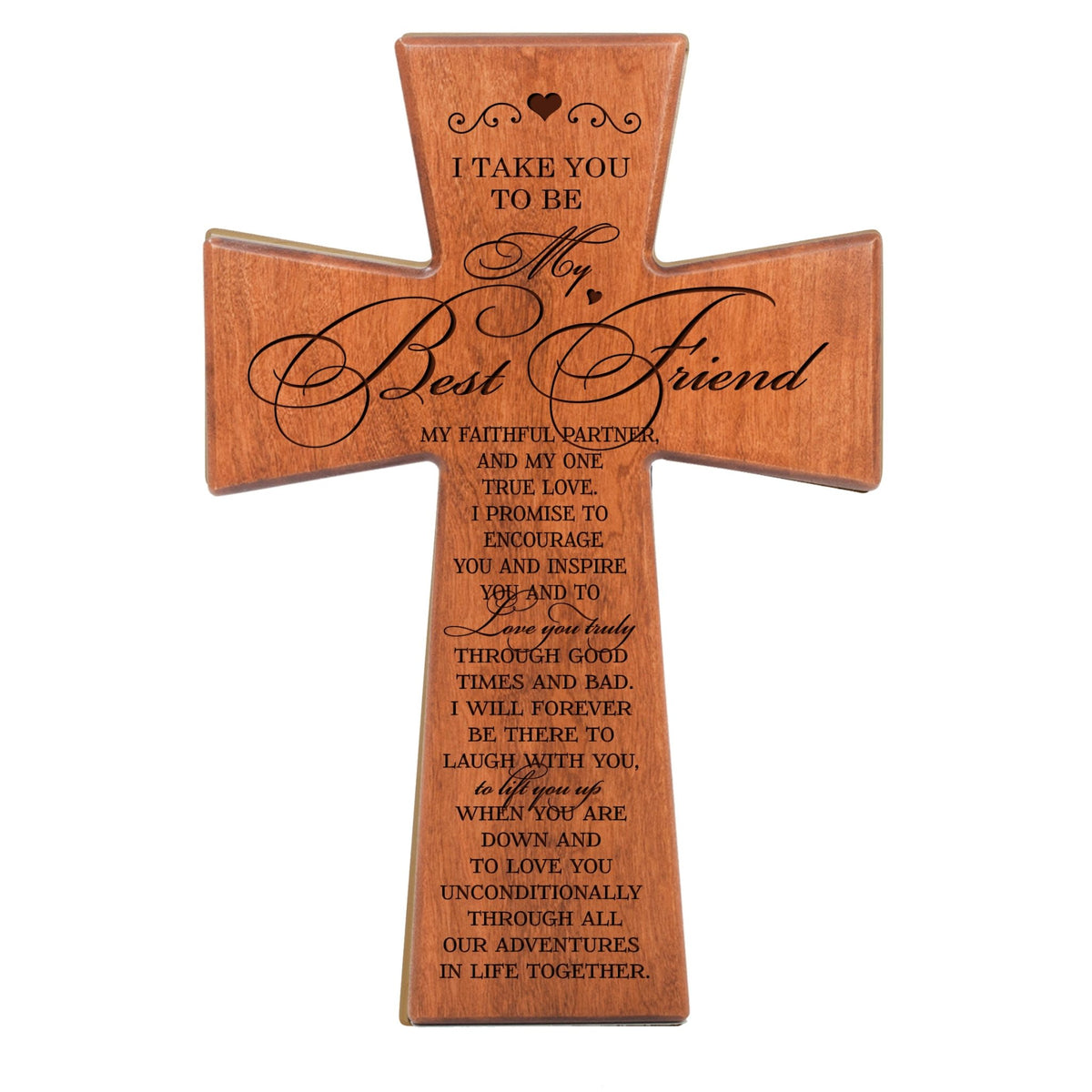 LifeSong Milestones Engraved Wedding Vow Wall Cross - I Take You To Be My Best Friend - LifeSong Milestones
