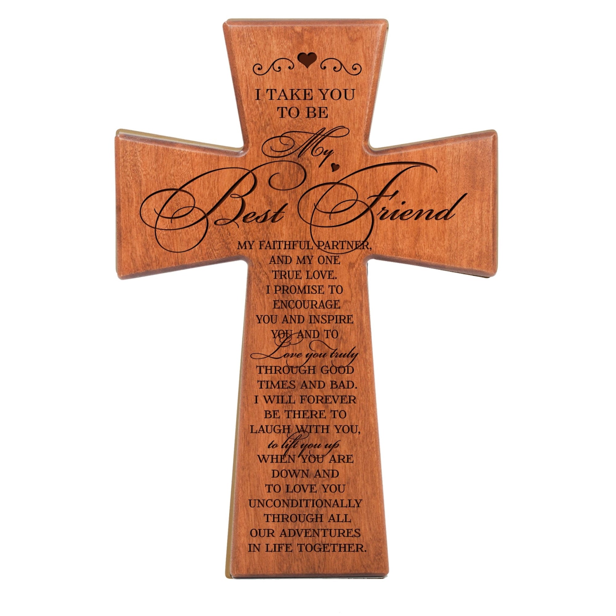 LifeSong Milestones Engraved Wedding Vow Wall Cross - I Take You To Be My Best Friend - LifeSong Milestones