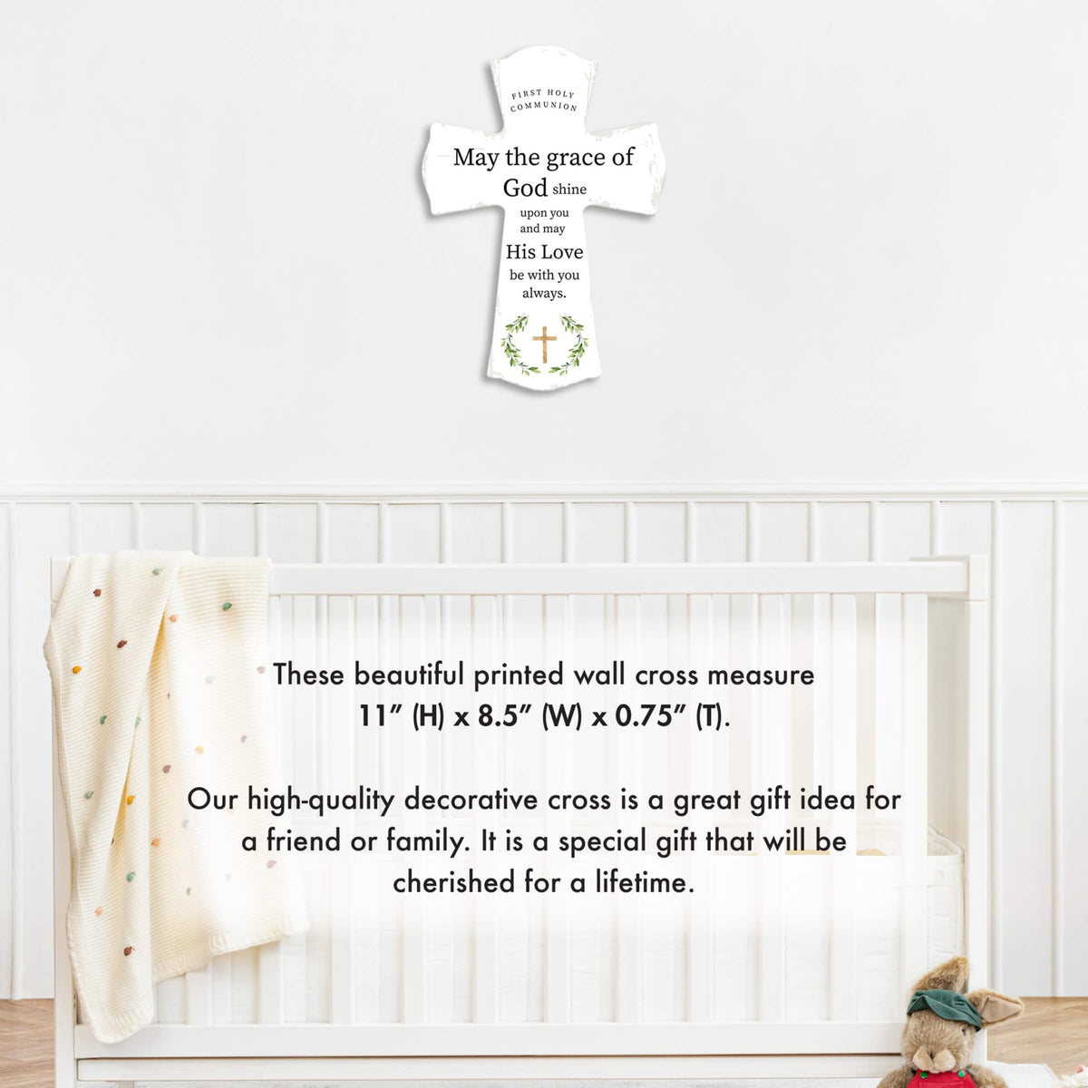 Lifesong Milestones Modern Holy Communion Wooden Wall Cross - LifeSong Milestones