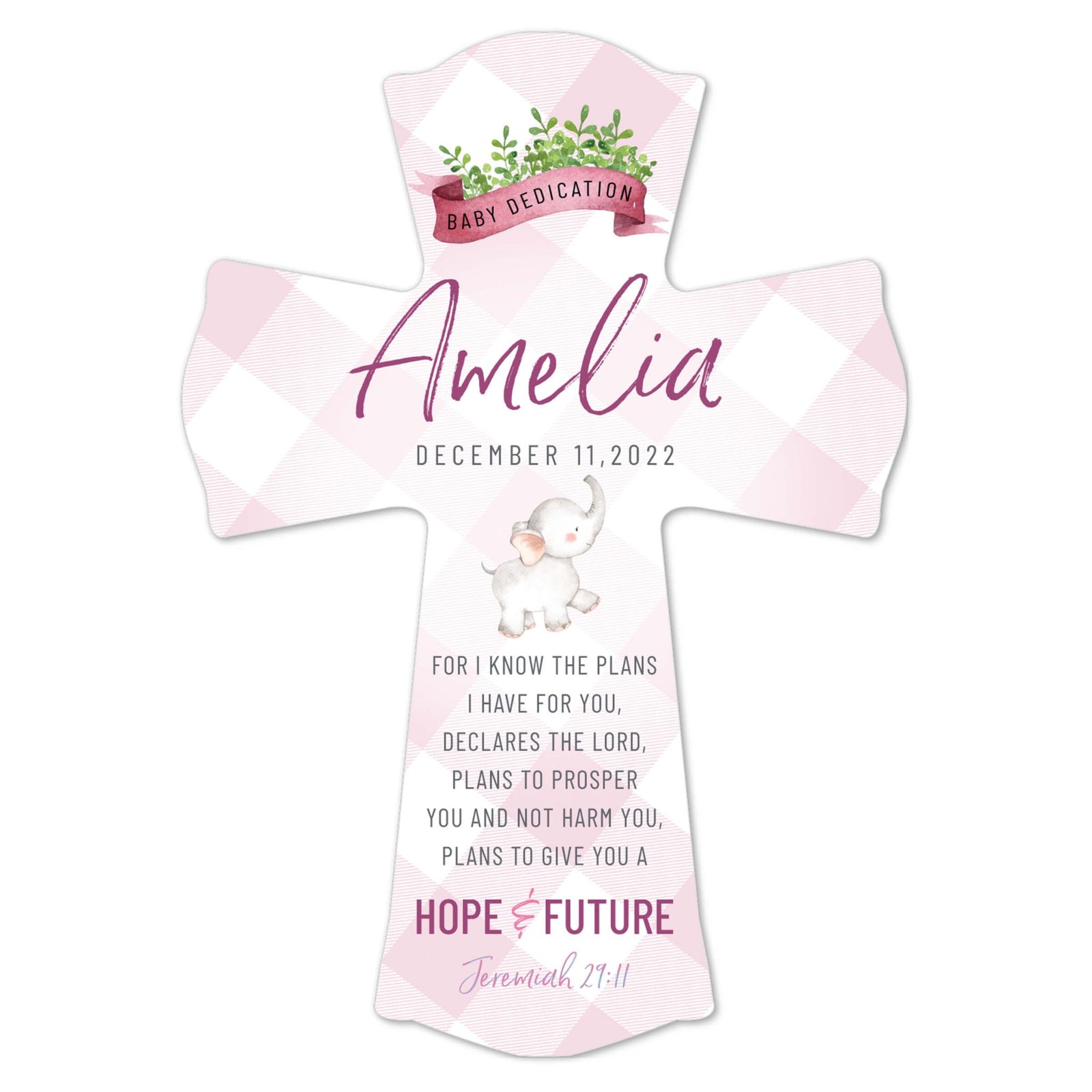 Lifesong Milestones Personalized Baby Dedication Wall Cross - LifeSong Milestones