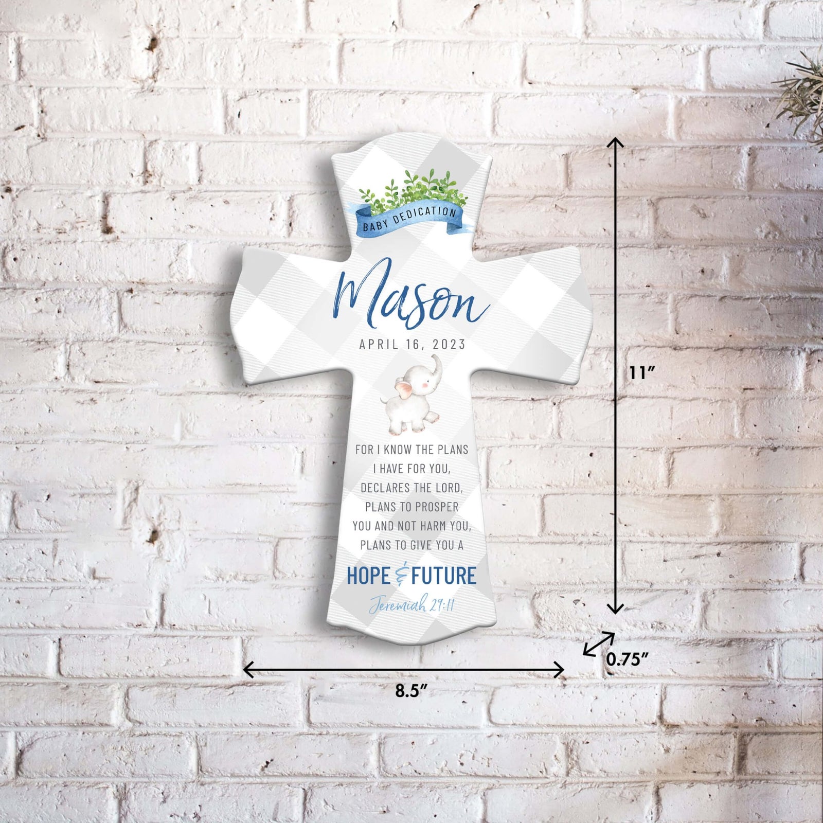 Lifesong Milestones Personalized Baby Dedication Wall Cross - LifeSong Milestones