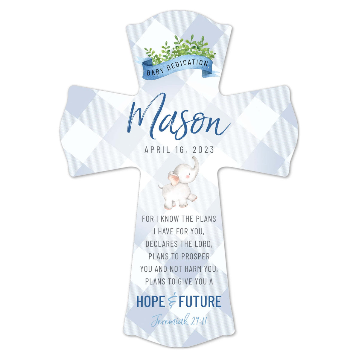 Lifesong Milestones Personalized Baby Dedication Wall Cross - LifeSong Milestones