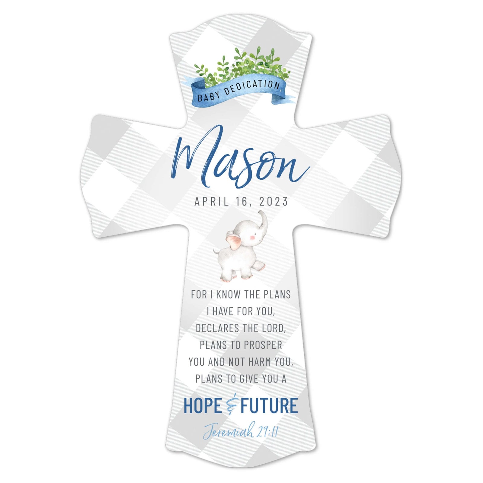 Lifesong Milestones Personalized Baby Dedication Wall Cross - LifeSong Milestones