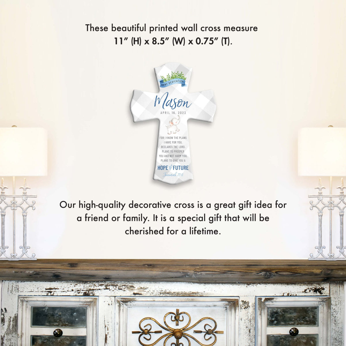 Lifesong Milestones Personalized Baby Dedication Wall Cross - LifeSong Milestones