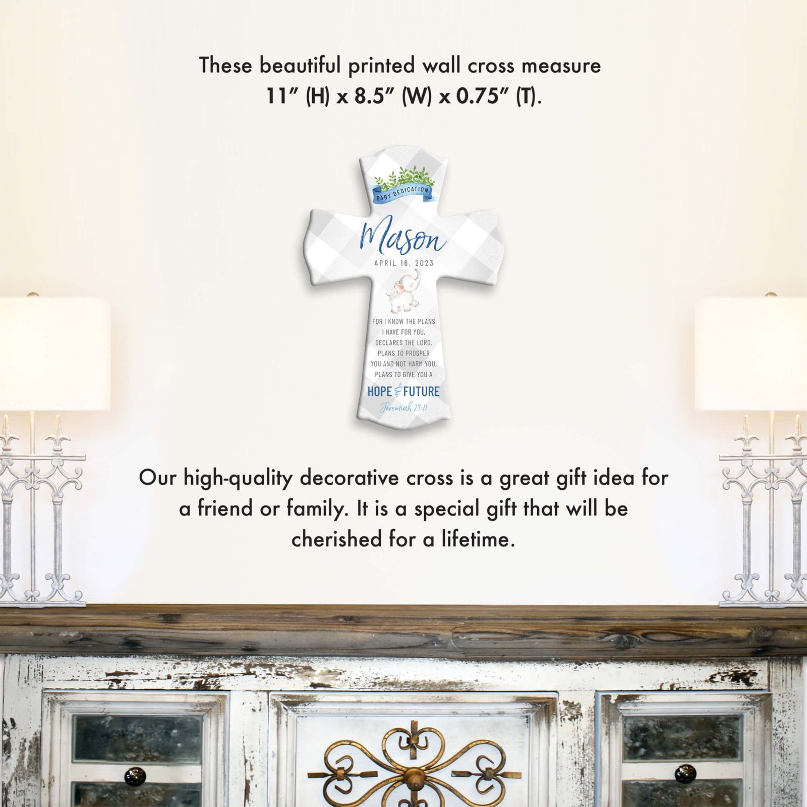 Lifesong Milestones Personalized Baby Dedication Wall Cross - LifeSong Milestones