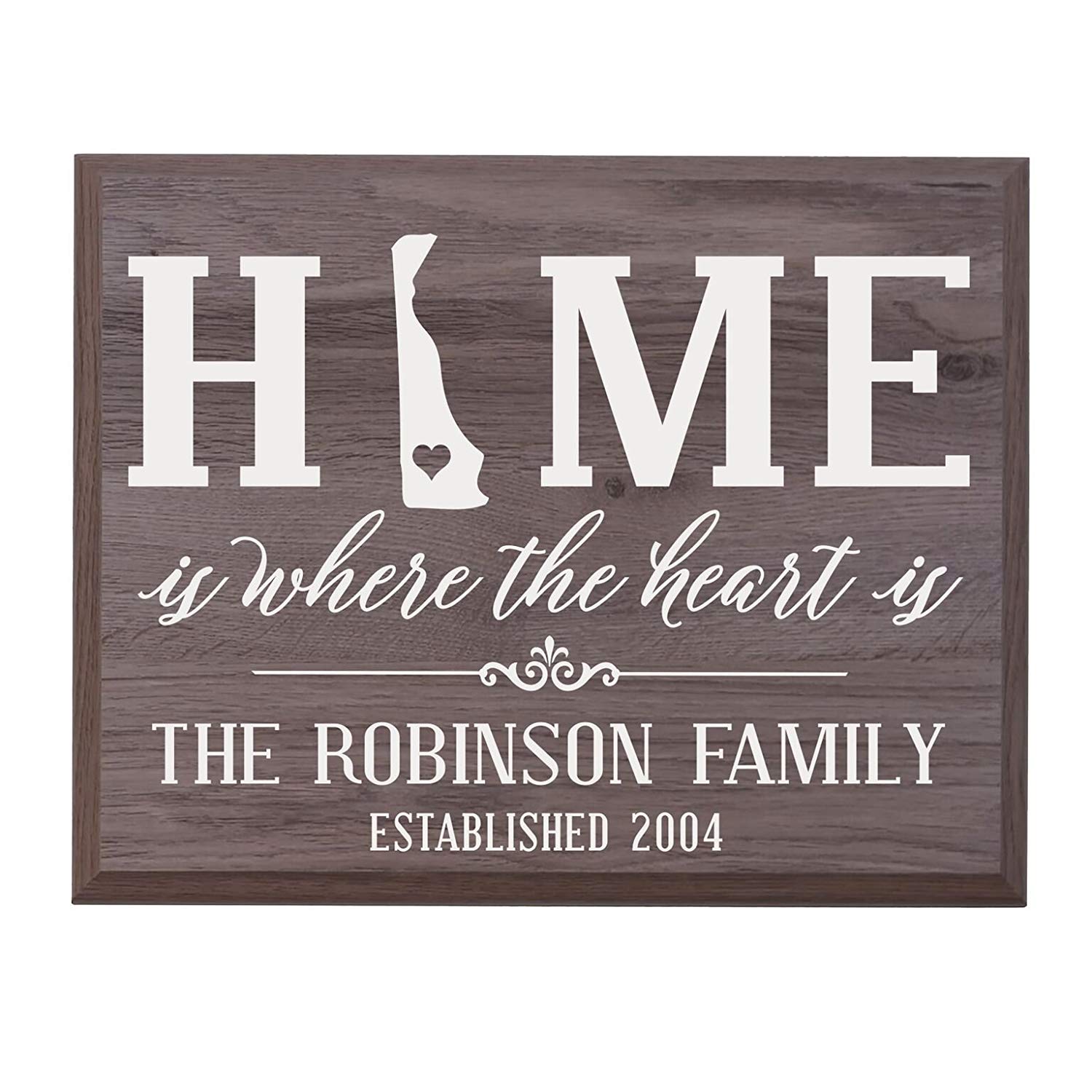 LifeSong Milestones Personalized Delaware State Home is Where the heart is Wall Plaque Sign - LifeSong Milestones