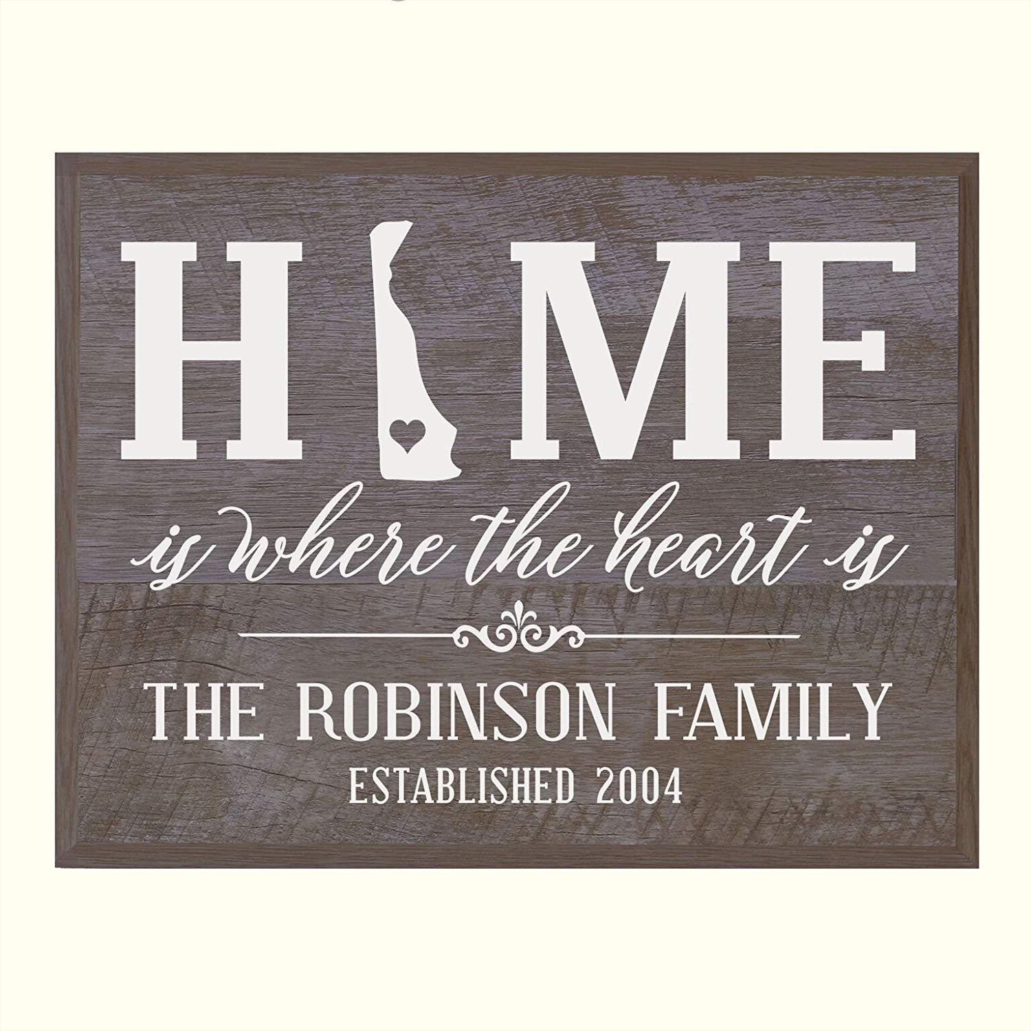 LifeSong Milestones Personalized Delaware State Home is Where the heart is Wall Plaque Sign - LifeSong Milestones