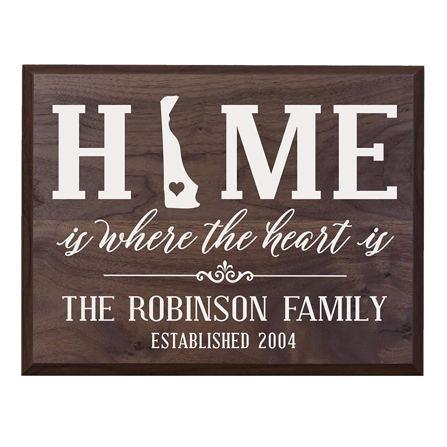LifeSong Milestones Personalized Delaware State Home is Where the heart is Wall Plaque Sign - LifeSong Milestones