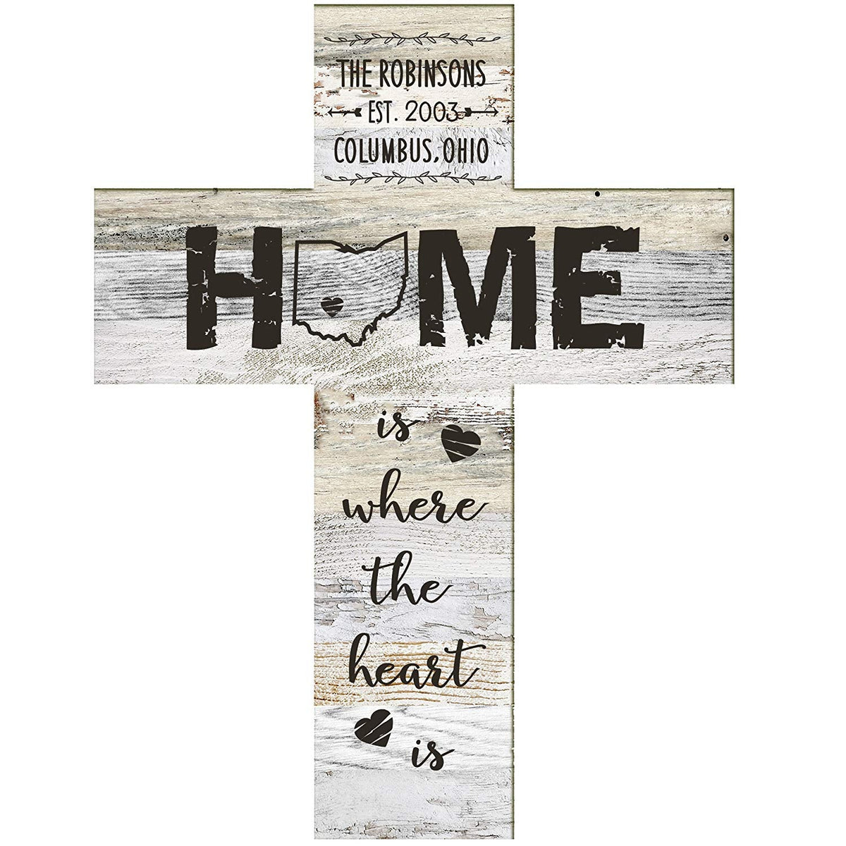 LifeSong Milestones Personalized Engraved Decorative Cross - Home is where the heart is - 12&quot;x16&quot; - LifeSong Milestones