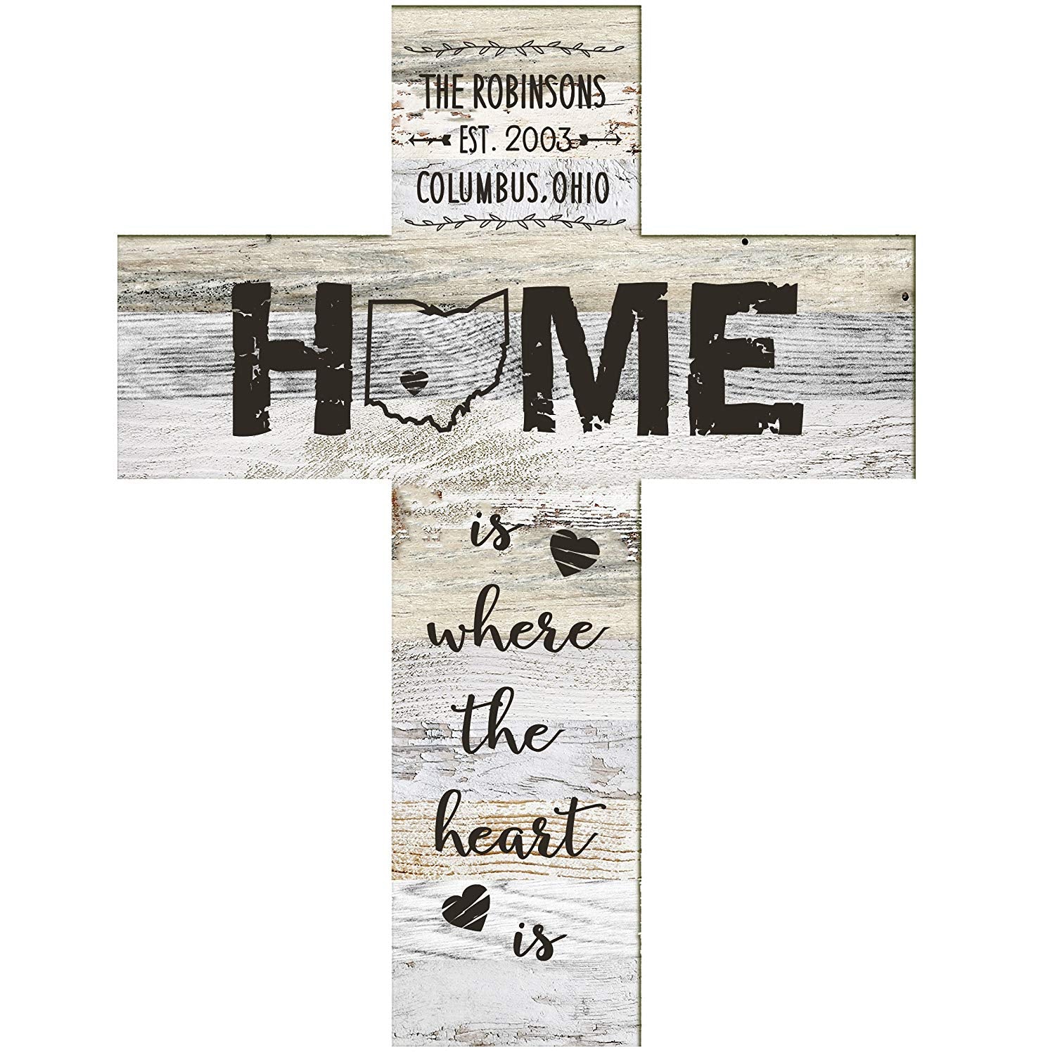 LifeSong Milestones Personalized Engraved Decorative Cross - Home is where the heart is - 12"x16" - LifeSong Milestones