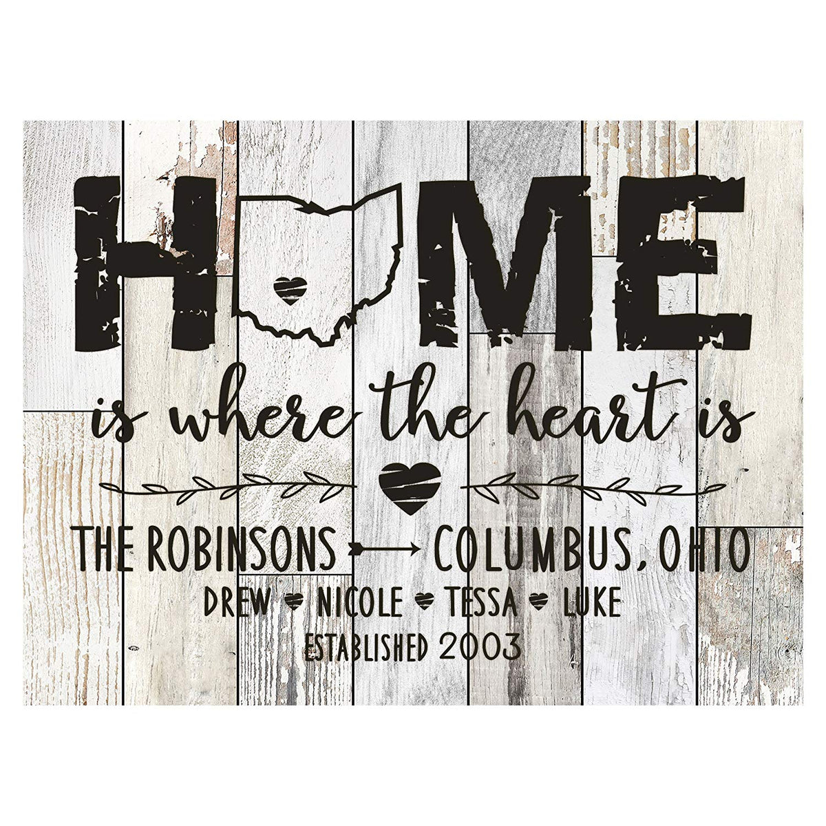 LifeSong Milestones Personalized Engraved Plaque - Home is where the heart is - 12&quot;x16&quot; - LifeSong Milestones