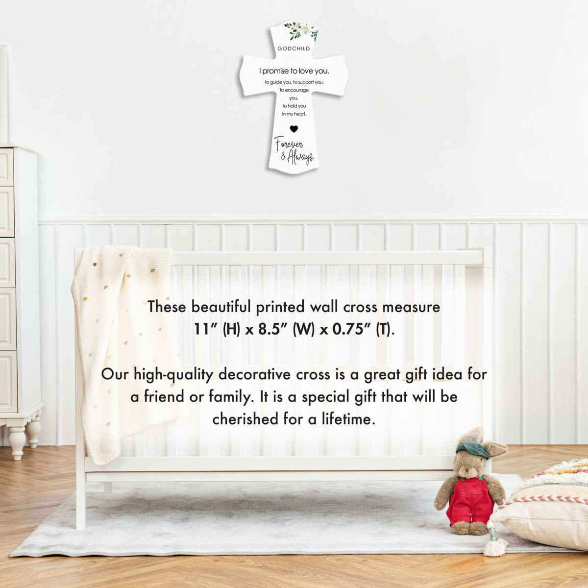 Lifesong Milestones Wooden Wall Cross for Godchild - I Promise To Love You - LifeSong Milestones