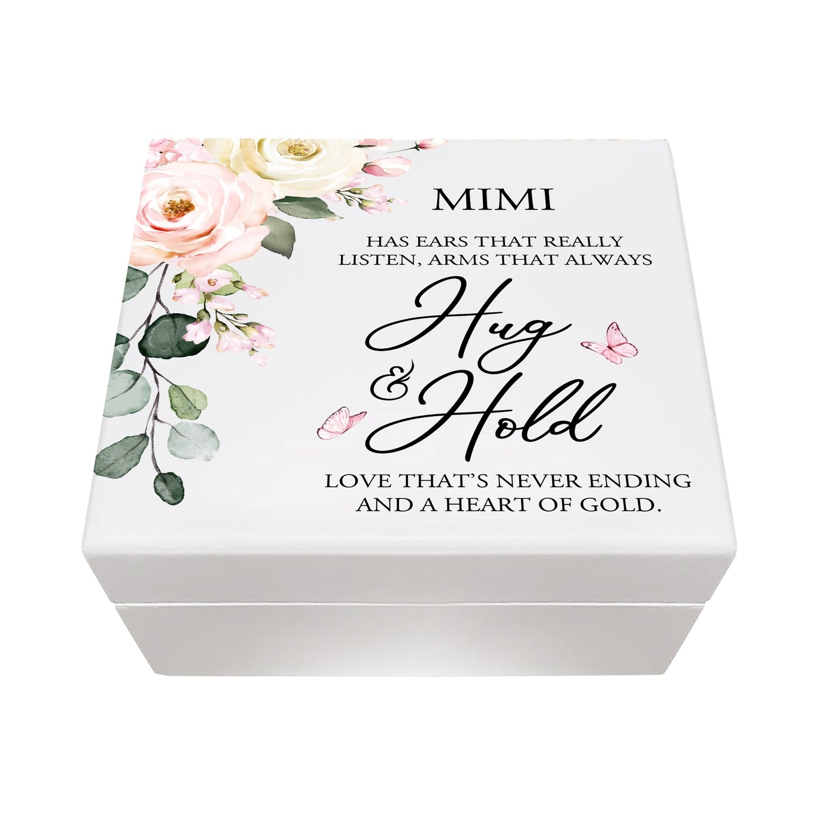 LifeSongs Personalized White Jewelry Keepsake Box for Mimi - Hug and Hold - LifeSong Milestones
