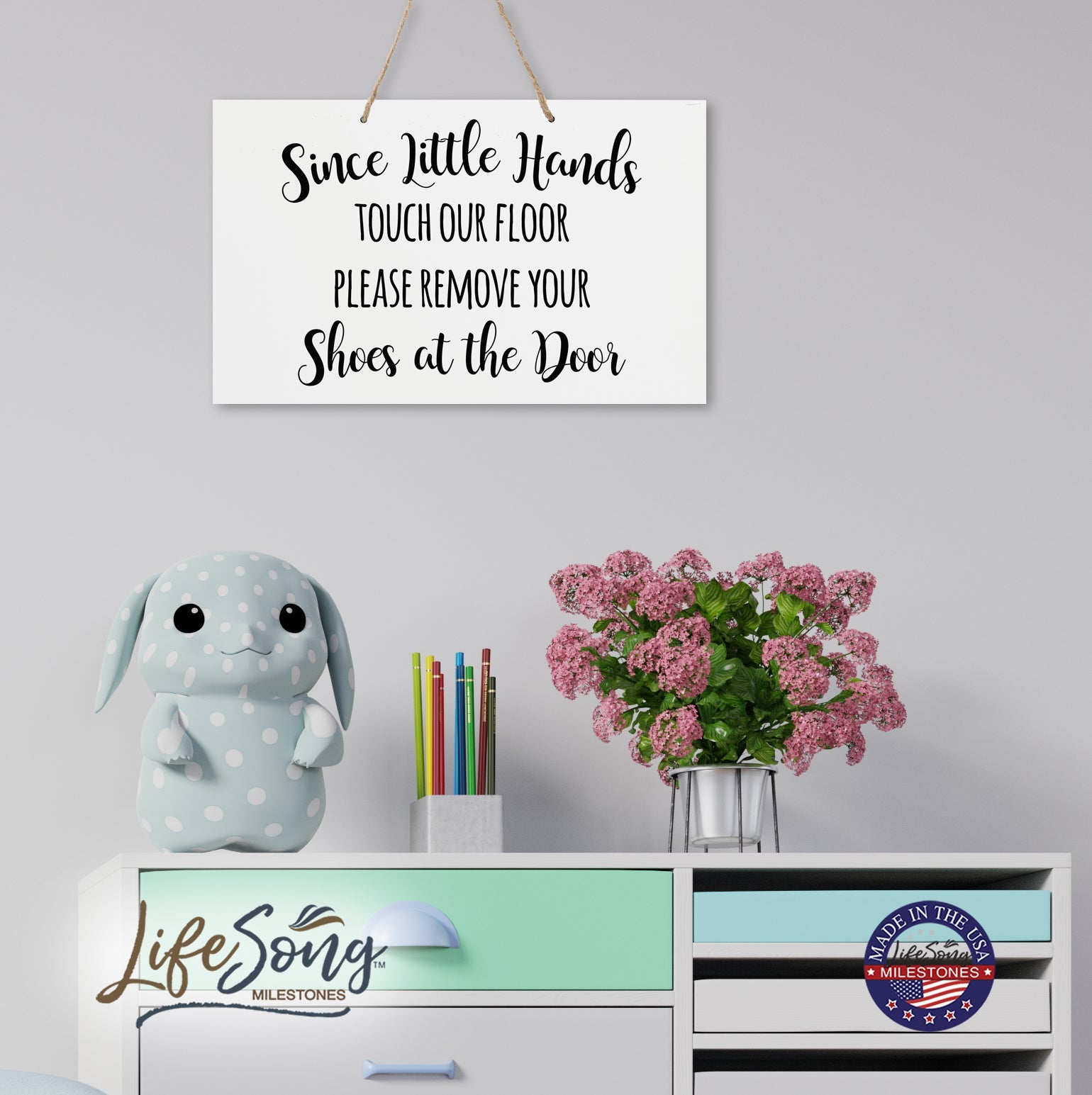 Little Hands Shoe Rope Sign For New Home - Little Hands - LifeSong Milestones