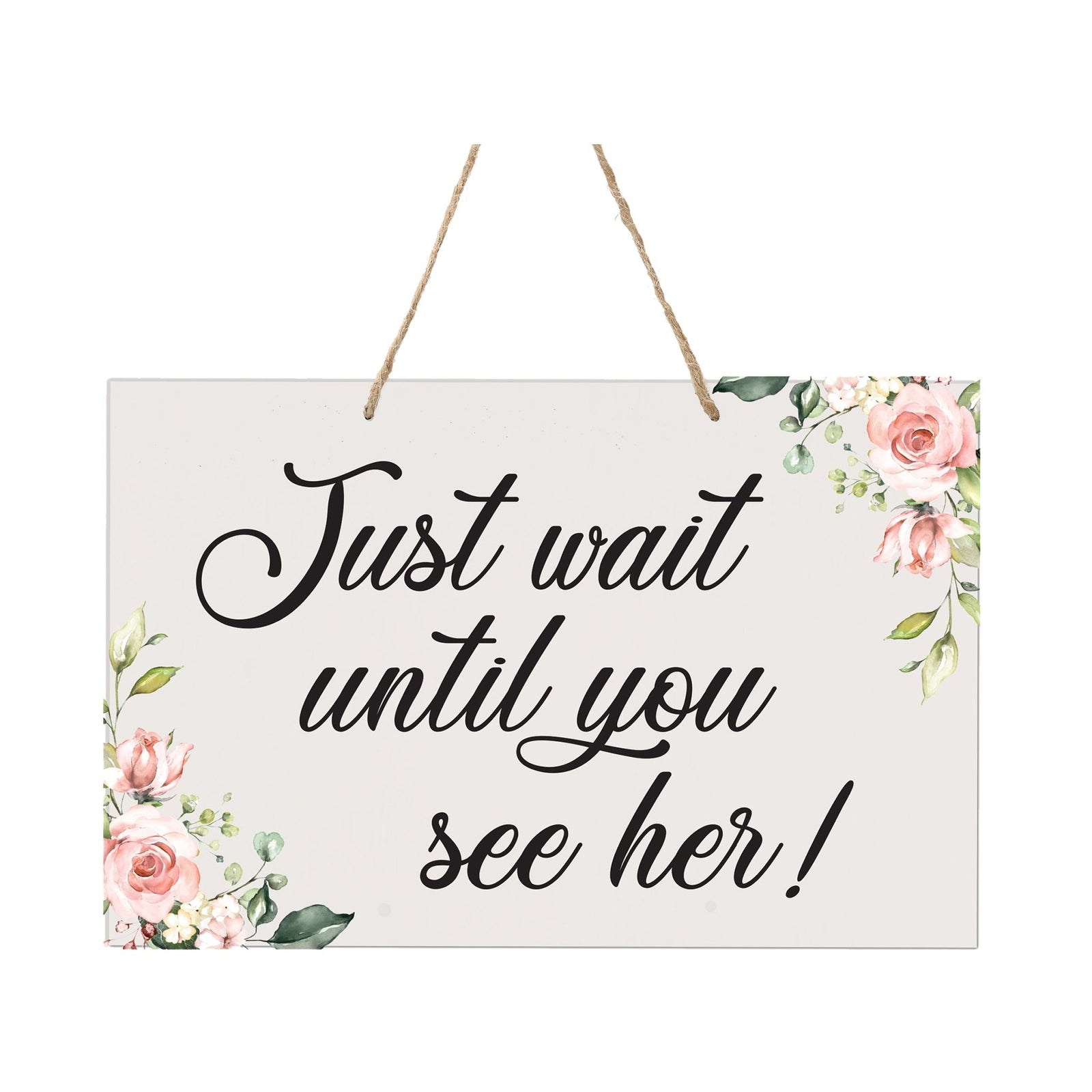Lively Wooden Wall Hanging Rope Sign for Wedding 8 x 12 - Just Wait Until - LifeSong Milestones