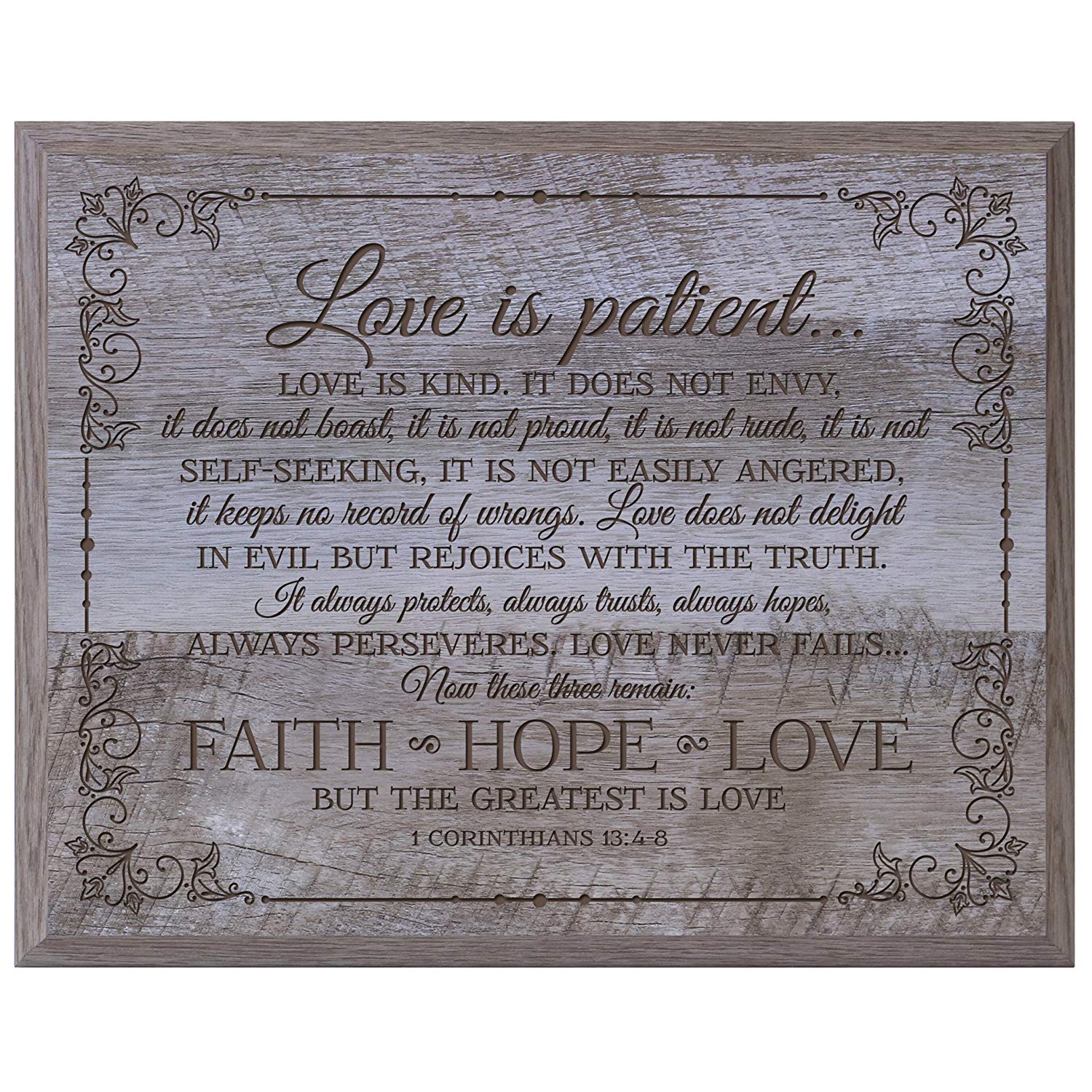 Love Is Patient Love Is Kind Wood Wall Plaque Gift - LifeSong Milestones