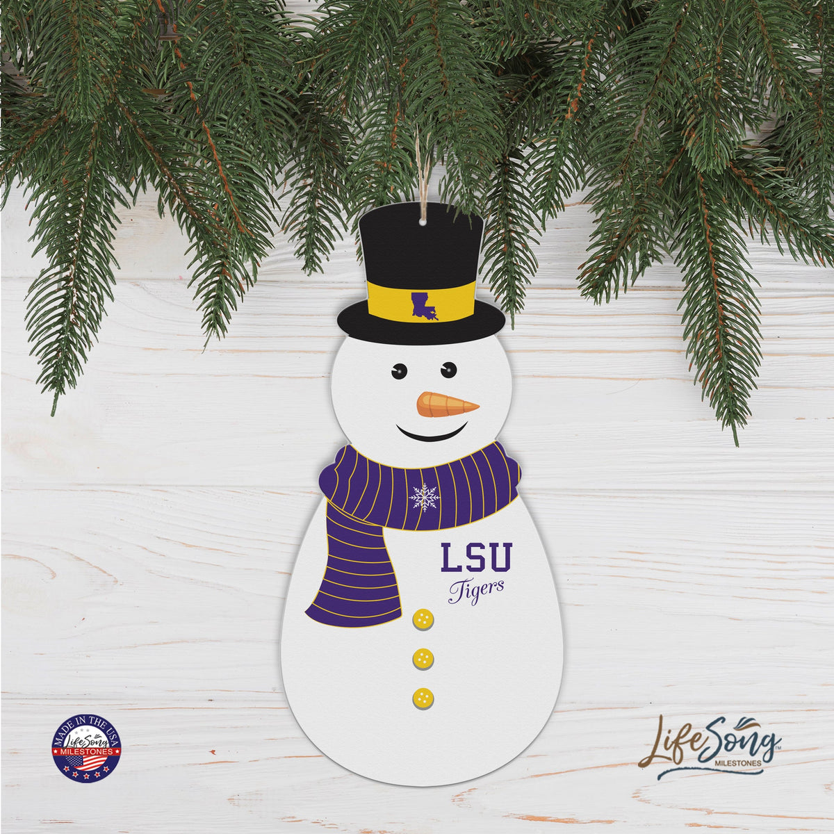 LSU Snowman Ornament Gift - LifeSong Milestones