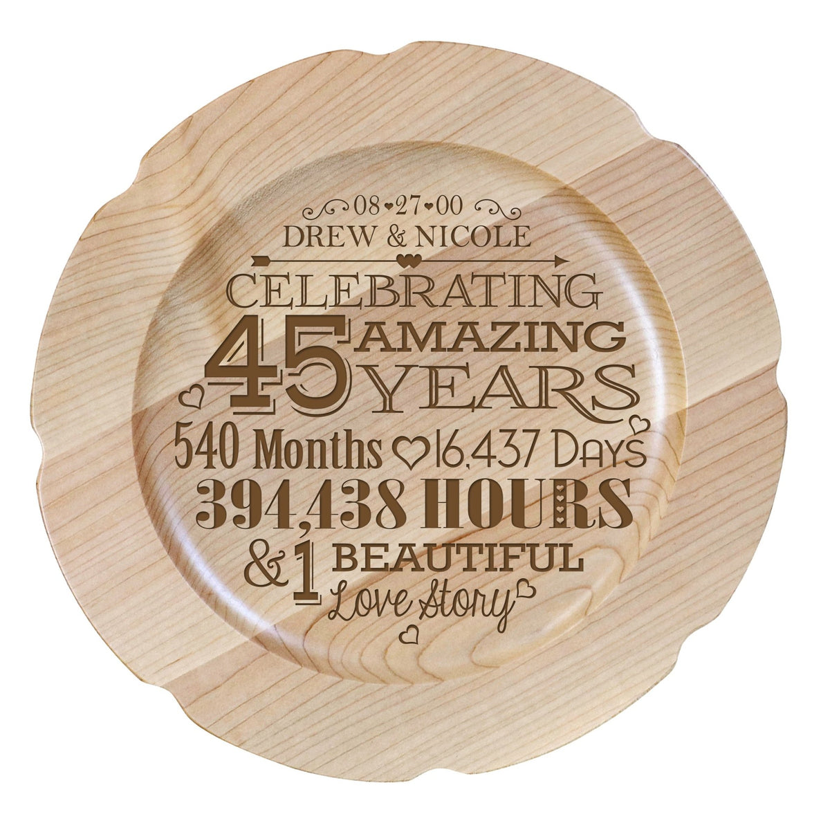 Maple Wedding Anniversary Personalized Plates - LifeSong Milestones