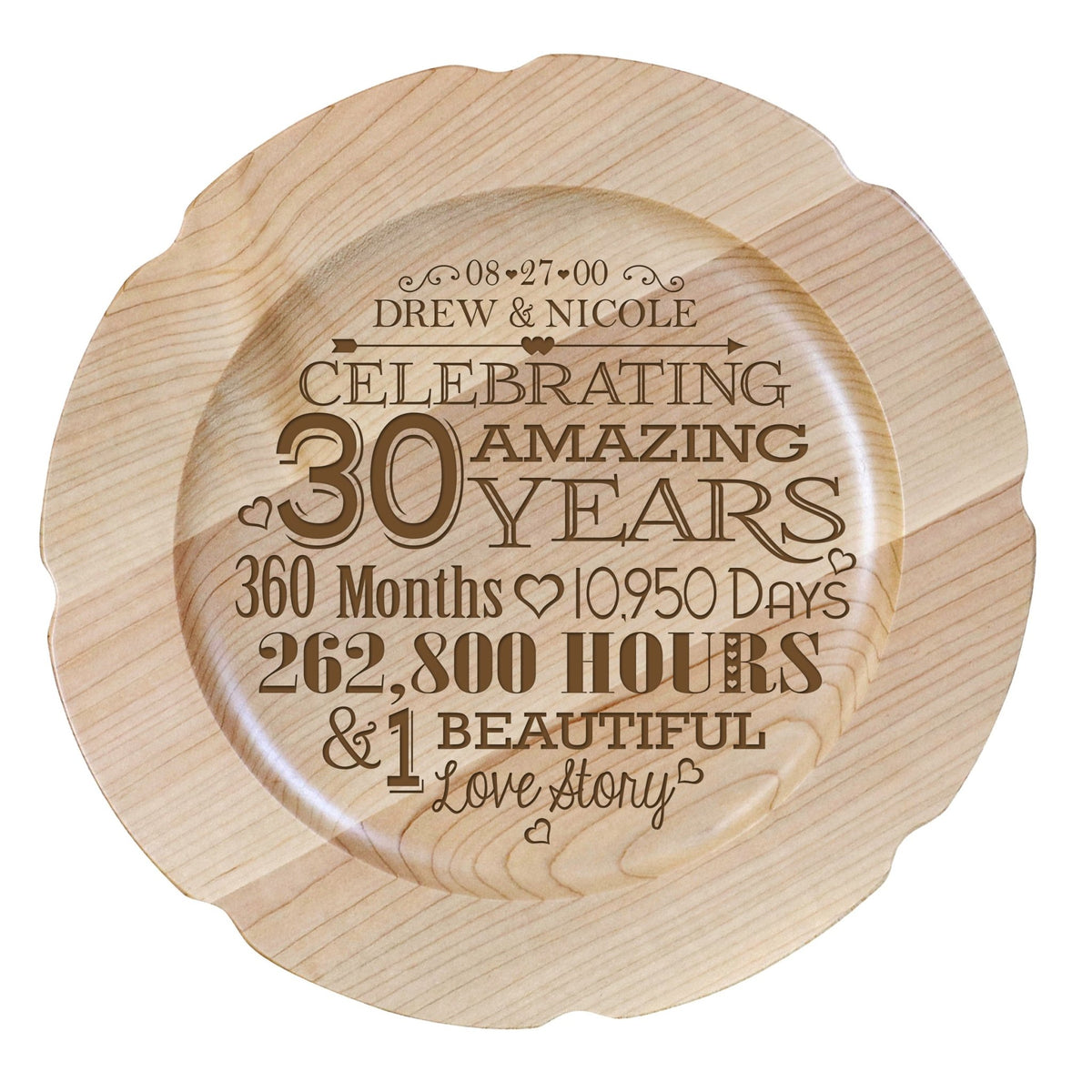 Maple Wedding Anniversary Personalized Plates - LifeSong Milestones