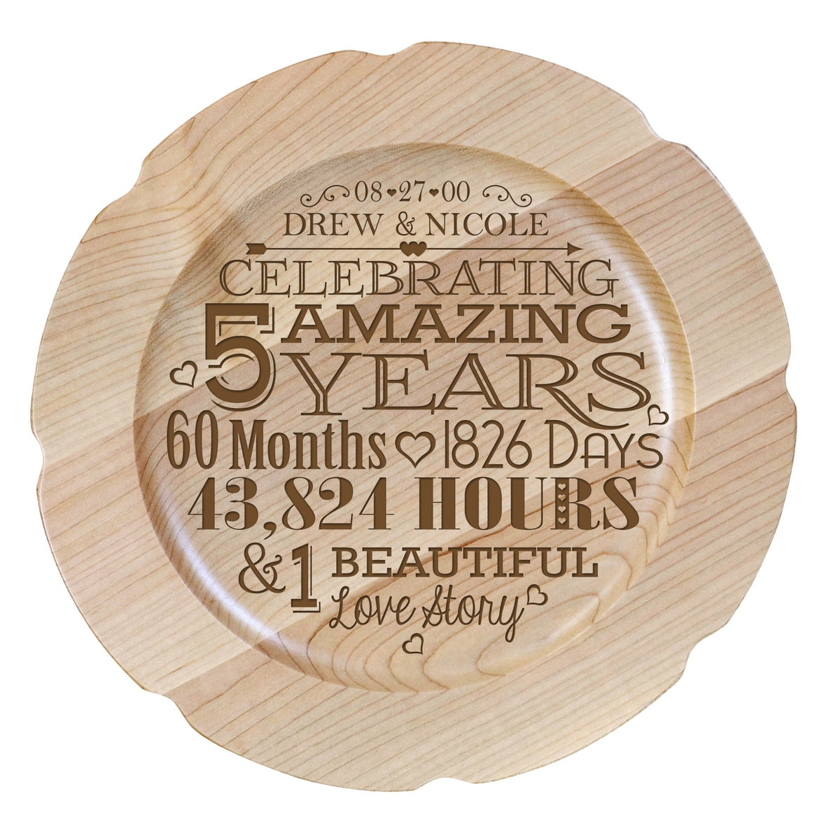 Maple Wedding Anniversary Personalized Plates - LifeSong Milestones
