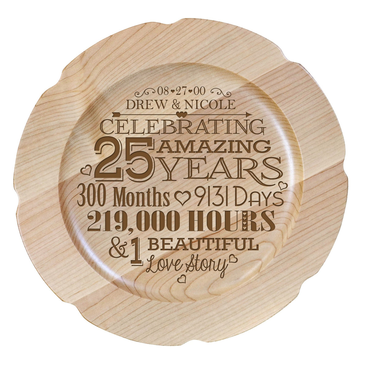 Maple Wedding Anniversary Personalized Plates - LifeSong Milestones