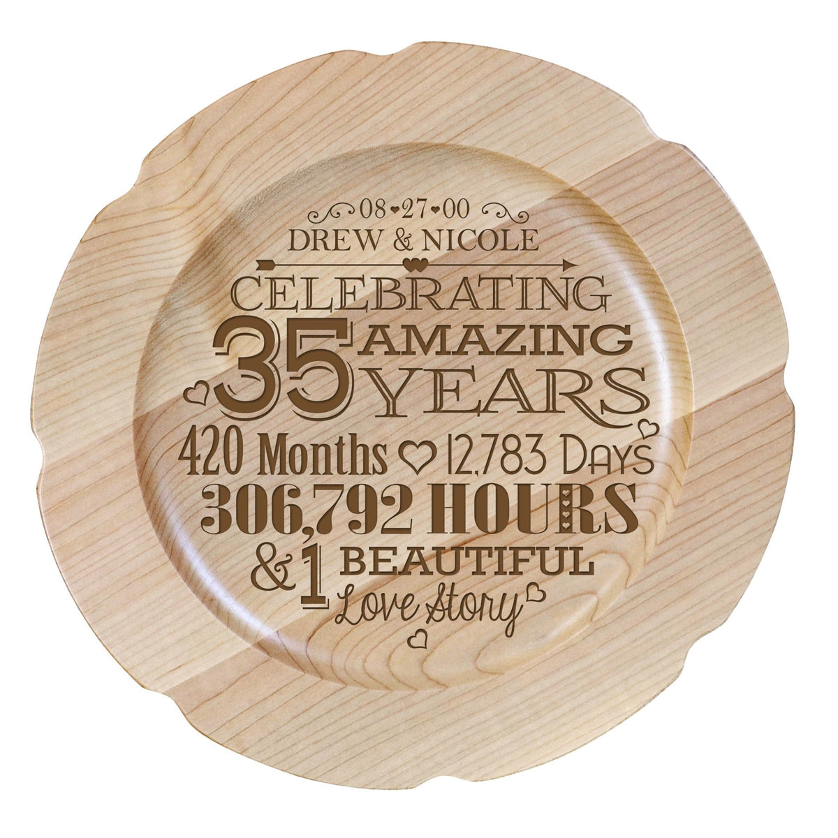 Maple Wedding Anniversary Personalized Plates - LifeSong Milestones