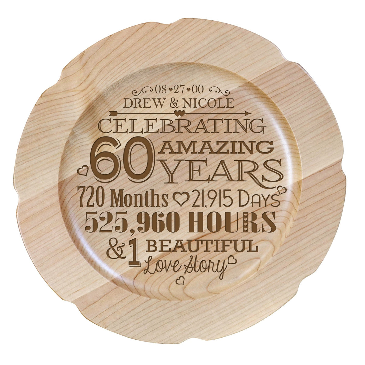 Maple Wedding Anniversary Personalized Plates - LifeSong Milestones