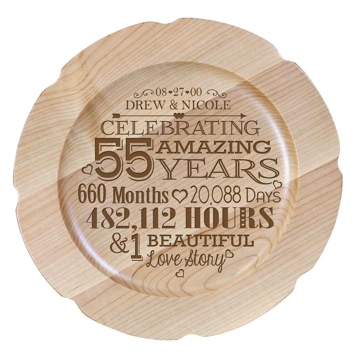 Maple Wedding Anniversary Personalized Plates - LifeSong Milestones