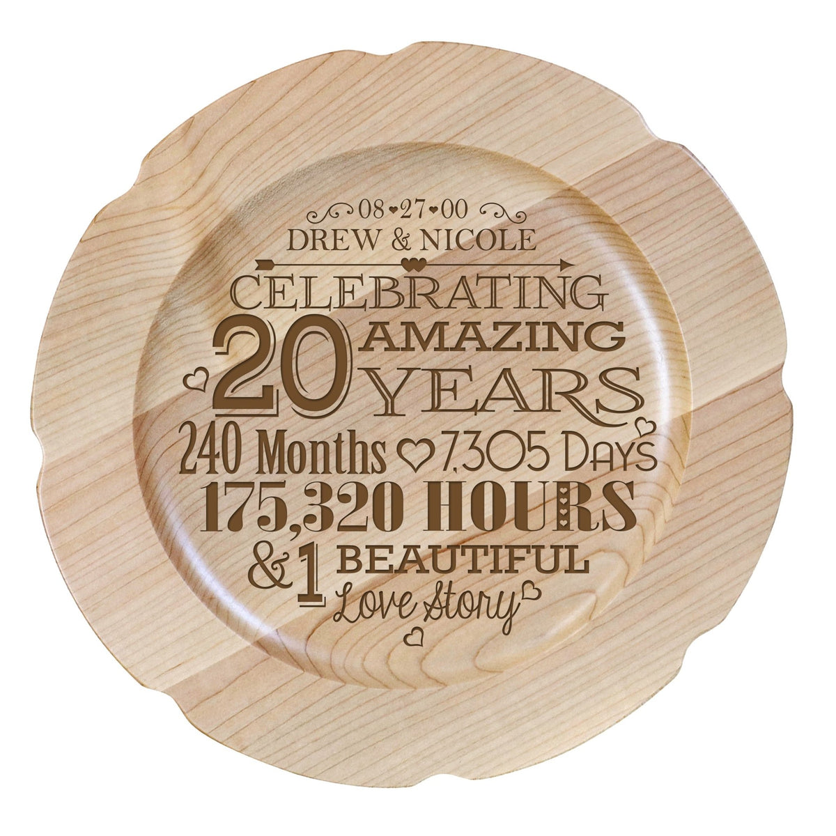 Maple Wedding Anniversary Personalized Plates - LifeSong Milestones