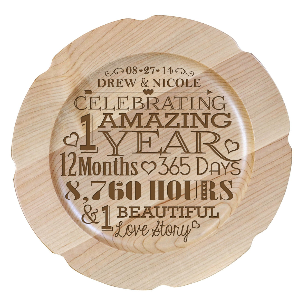 Maple Wedding Anniversary Personalized Plates - LifeSong Milestones