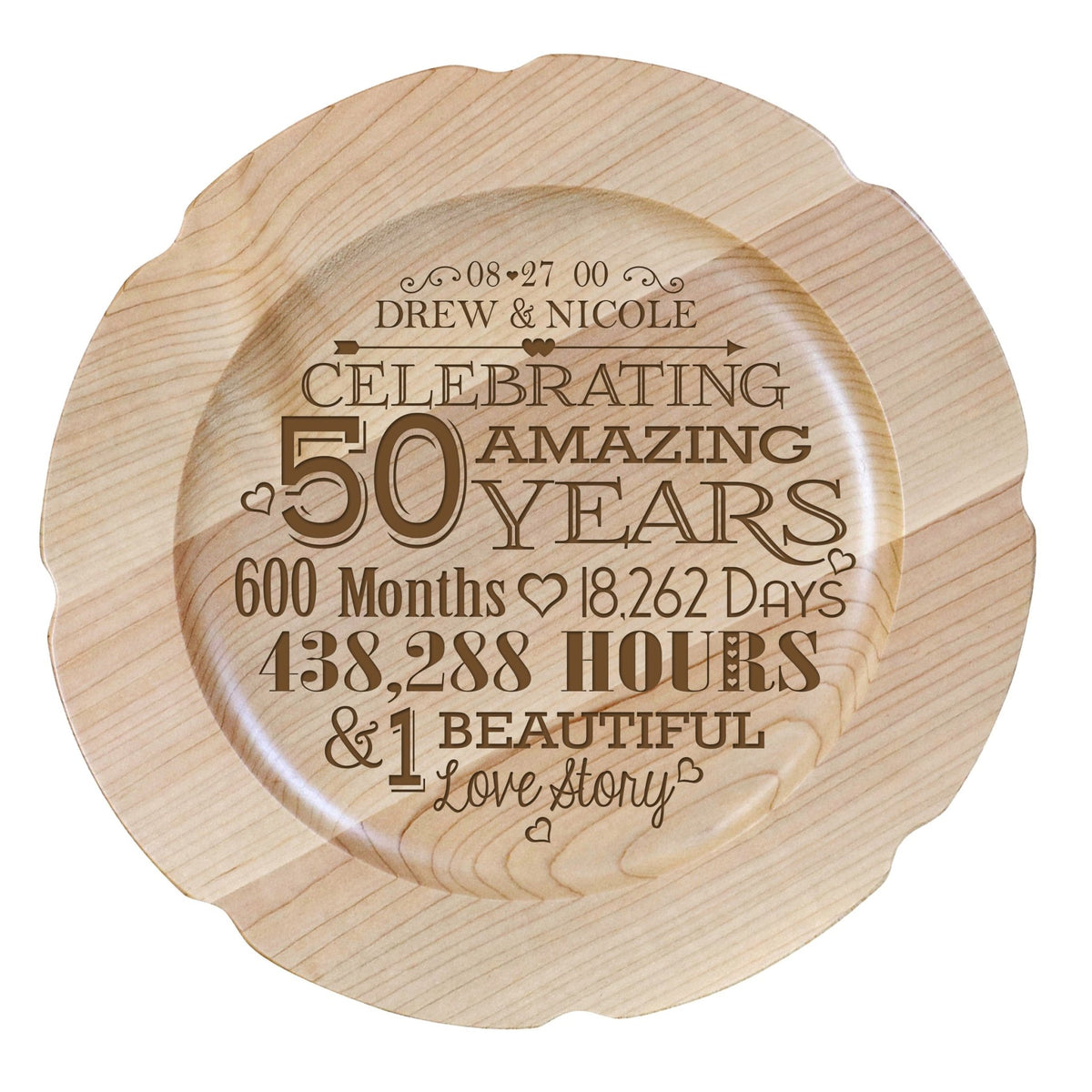 Maple Wedding Anniversary Personalized Plates - LifeSong Milestones