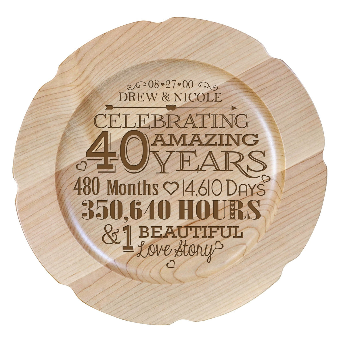 Maple Wedding Anniversary Personalized Plates - LifeSong Milestones