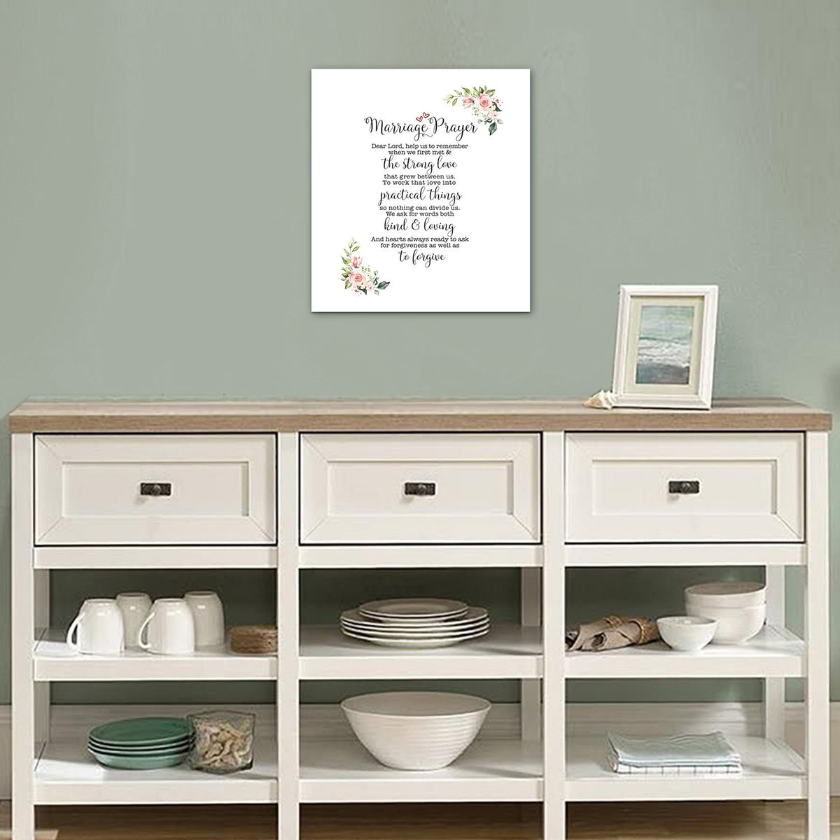 Marriage Prayer For Husband and Wife Canvas Wall Art Framed Modern Wall Decor Decorative Accents For Wall Ready to Hang for Home Living Room Bedroom Entryway Size 12”x16” - LifeSong Milestones