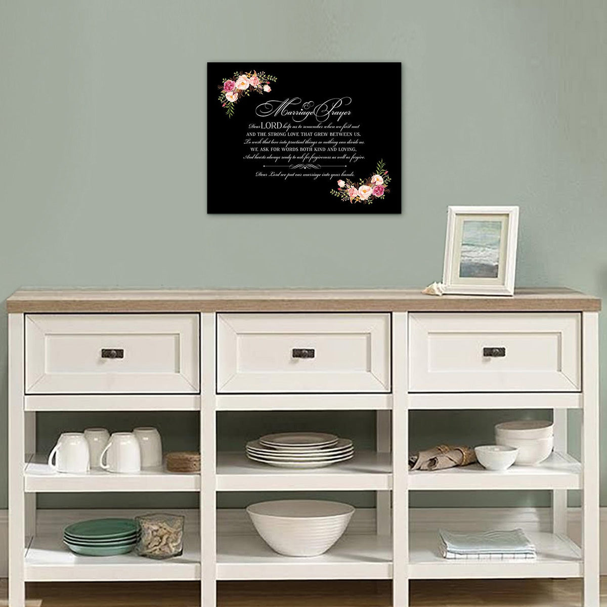 Marriage Prayer For Husband and Wife Canvas Wall Art Framed Modern Wall Decor Decorative Accents For Wall Ready to Hang for Home Living Room Bedroom Entryway Size 12”x16” - LifeSong Milestones