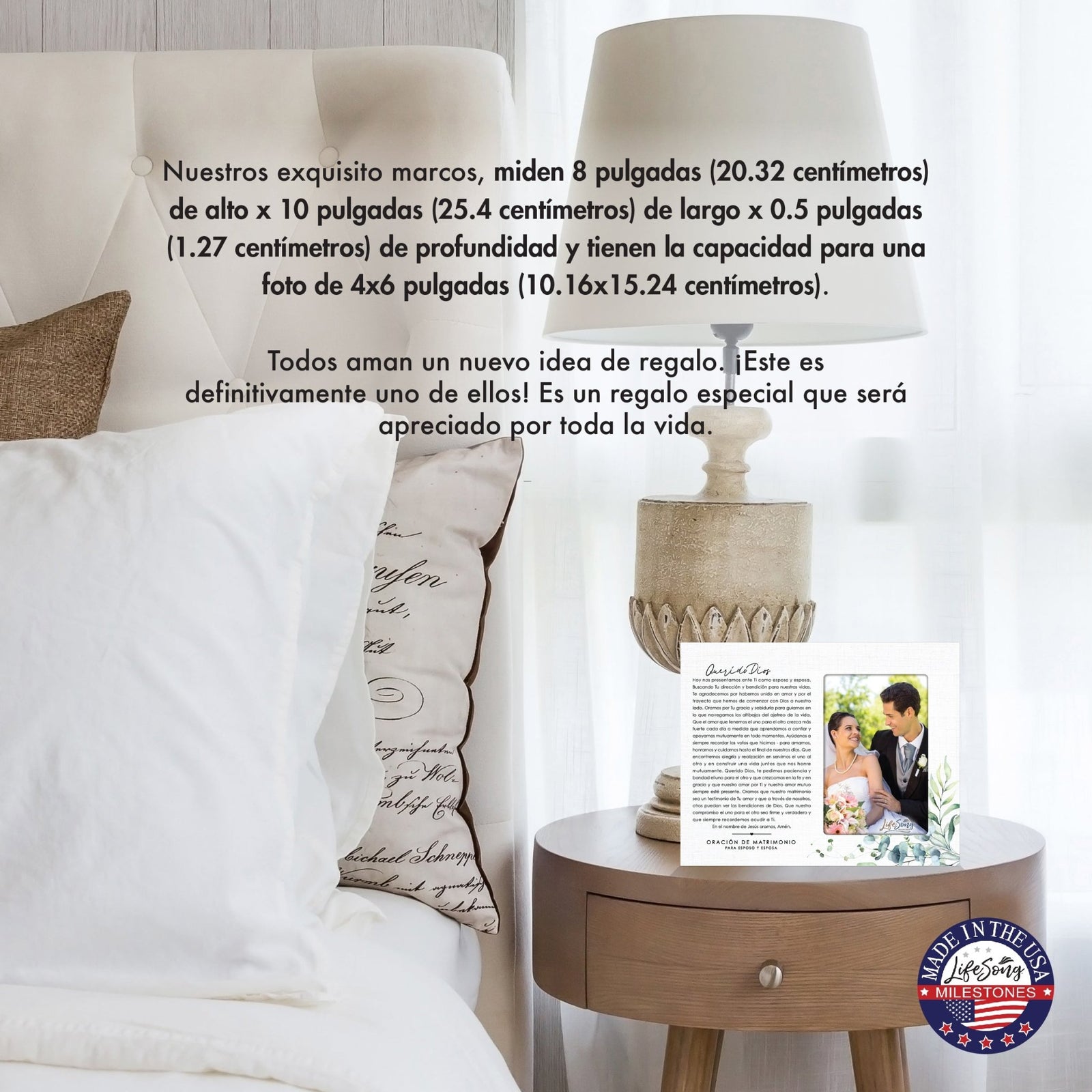 Marriage Prayer Wedding Anniversary Gifts for Couples Spanish Wooden Wall And Tabletop Photo Frame - Querido Dios - LifeSong Milestones