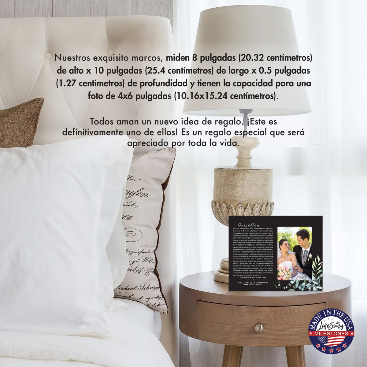 Marriage Prayer Wedding Anniversary Gifts for Couples Spanish Wooden Wall And Tabletop Photo Frame - Querido Dios - LifeSong Milestones