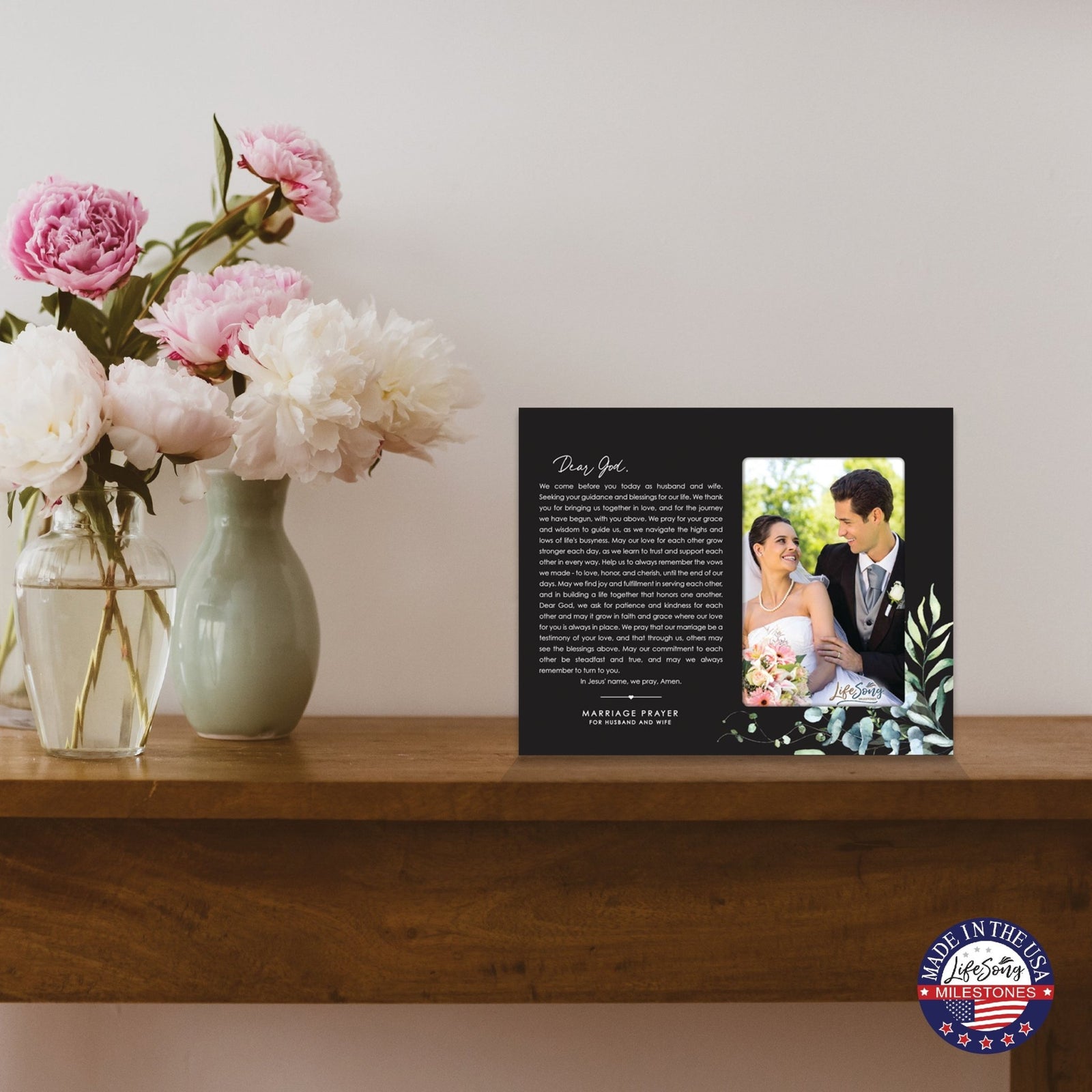 Marriage Prayer Wedding Anniversary Gifts for Couples Wooden Wall And Tabletop Photo Frame - Dear God - LifeSong Milestones