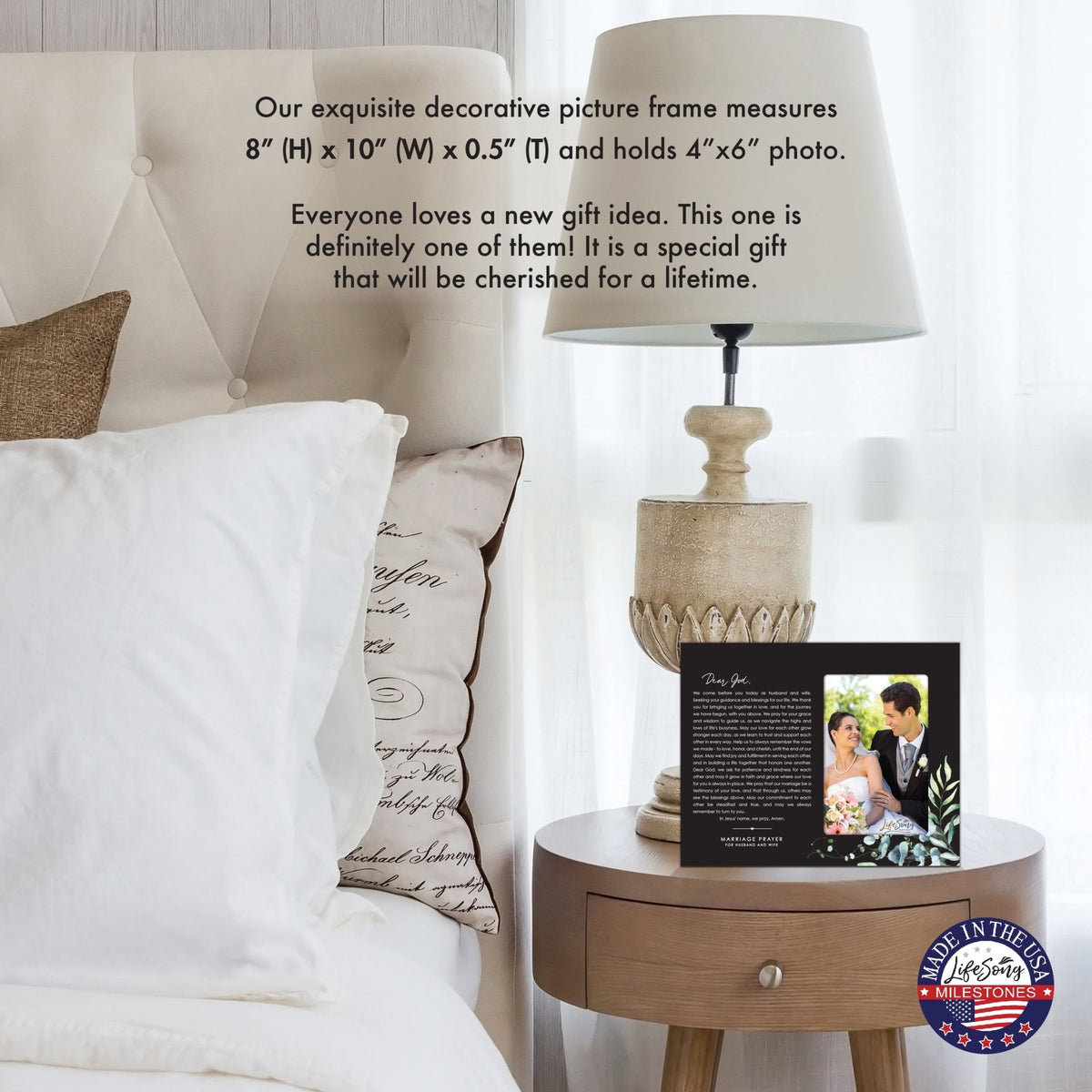 Marriage Prayer Wedding Anniversary Gifts for Couples Wooden Wall And Tabletop Photo Frame - Dear God - LifeSong Milestones