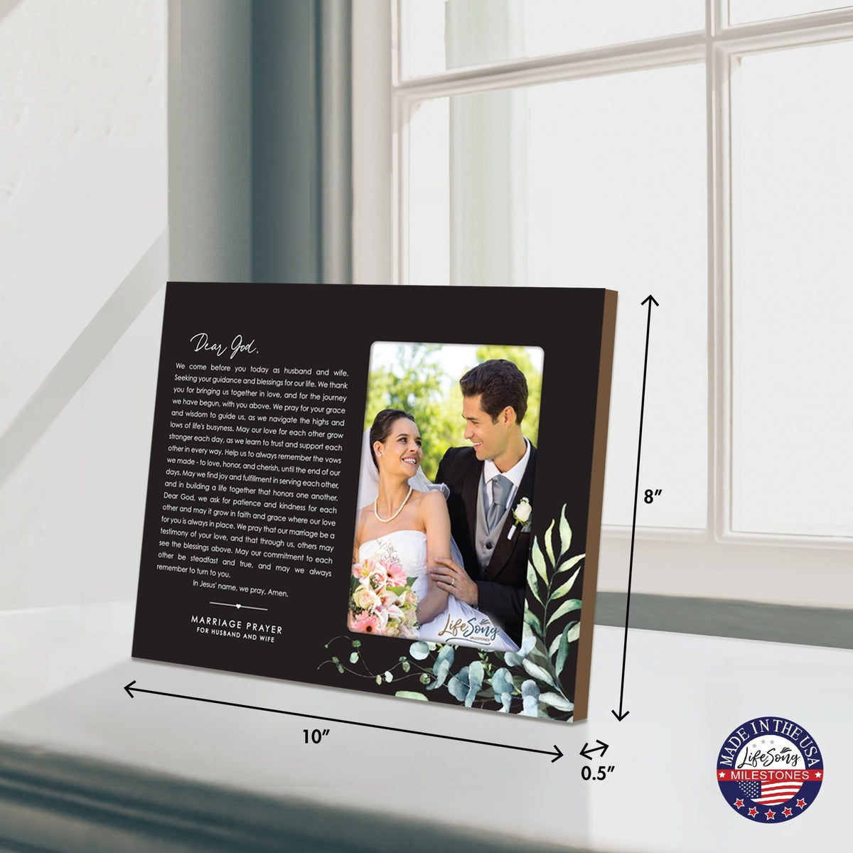 Marriage Prayer Wedding Anniversary Gifts for Couples Wooden Wall And Tabletop Photo Frame - Dear God - LifeSong Milestones